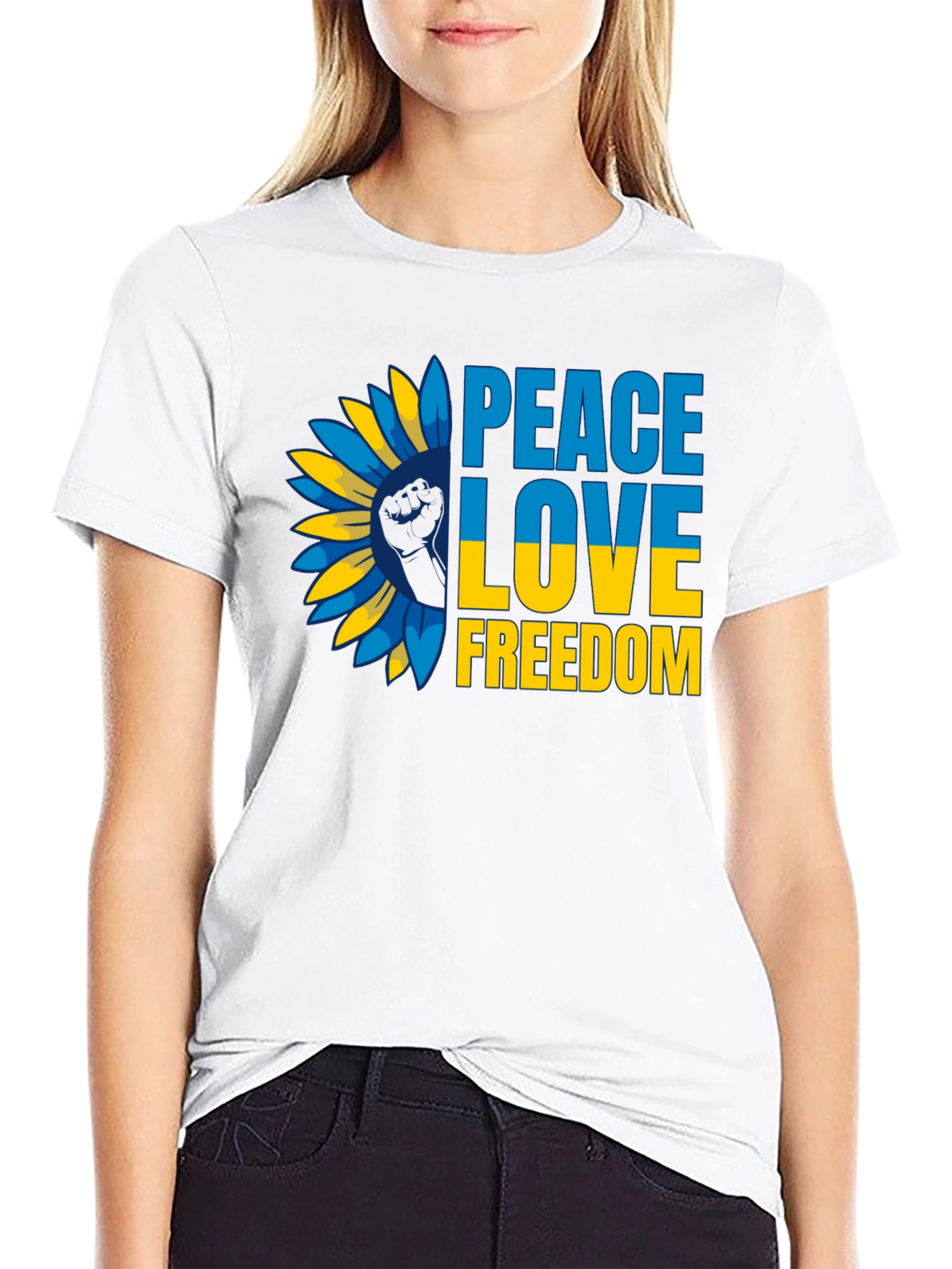 Peace Love Freedom Ukraine Sunflower T-Shirt