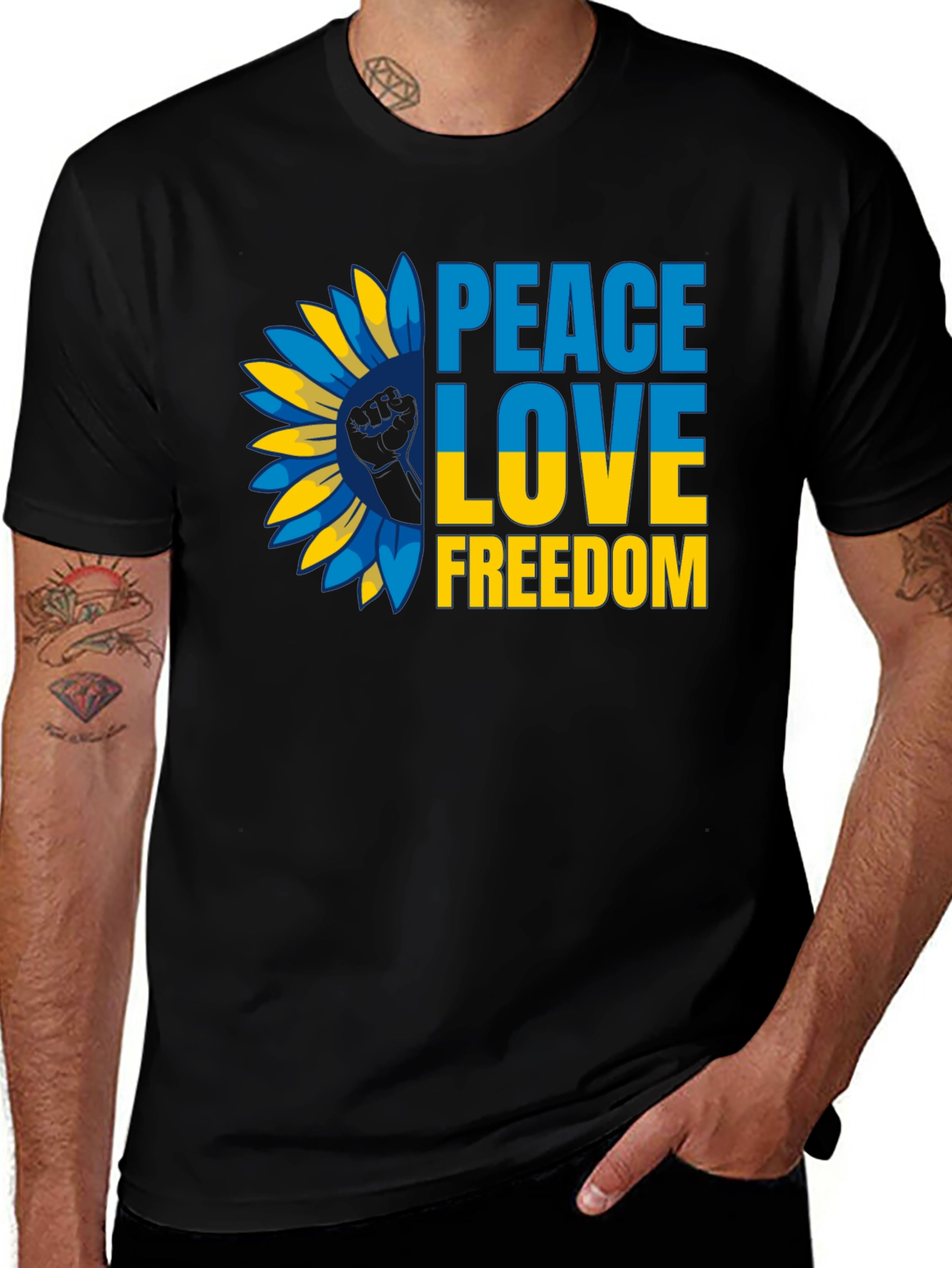 Peace Love Freedom Ukraine Sunflower T-Shirt