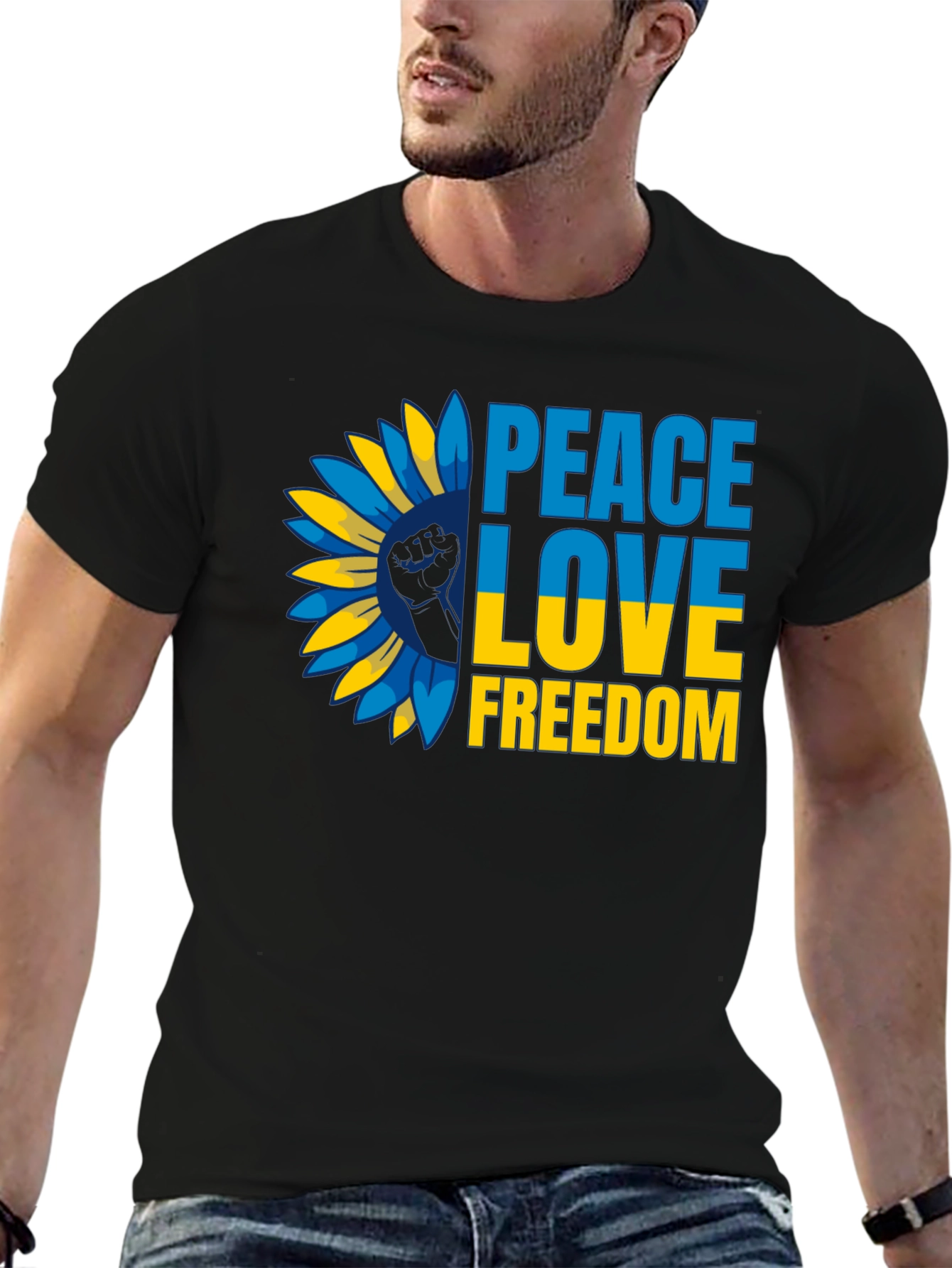 Peace Love Freedom Ukraine Sunflower T-Shirt