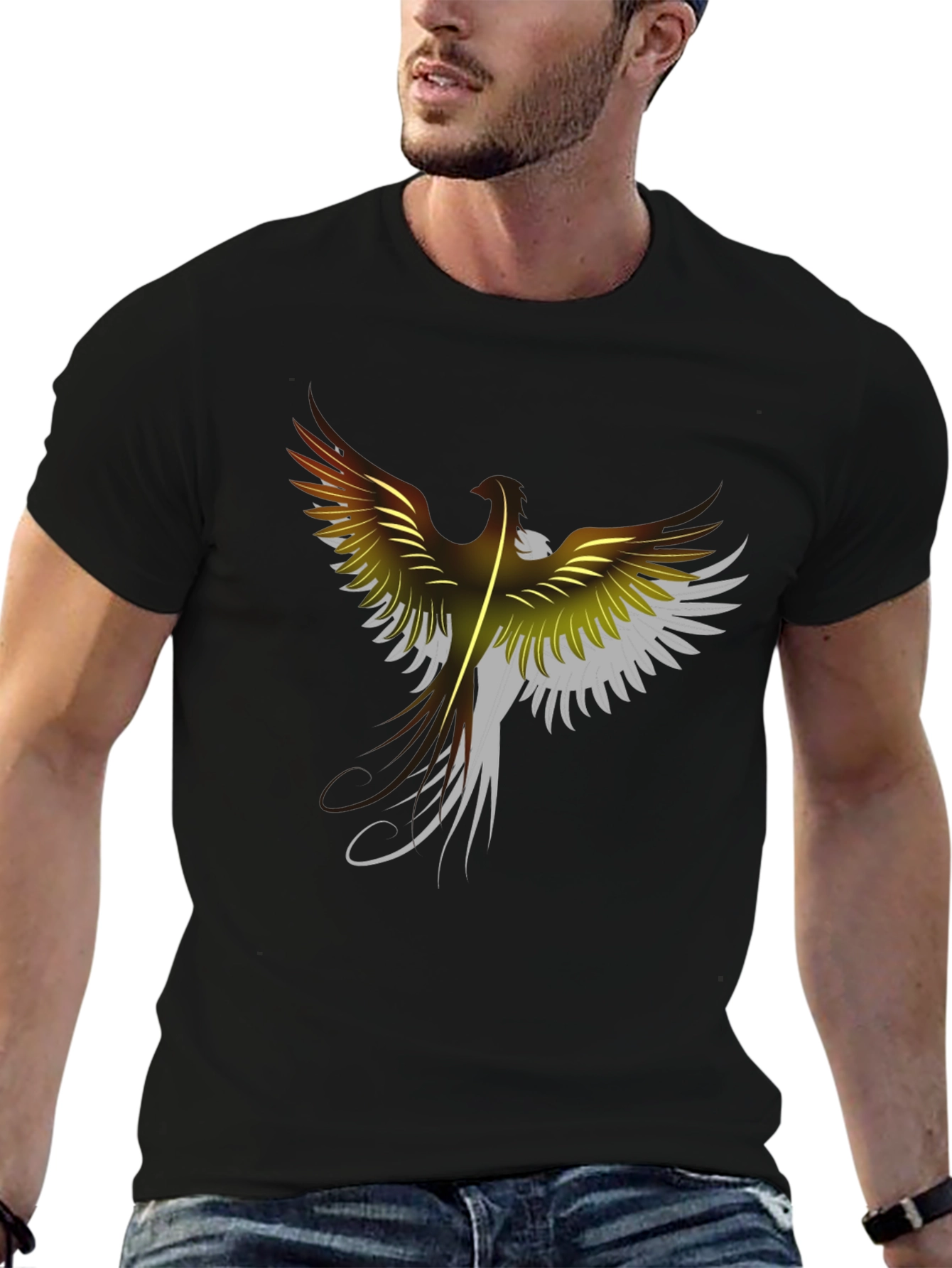 Phoenix Graphic Print Black T-Shirt