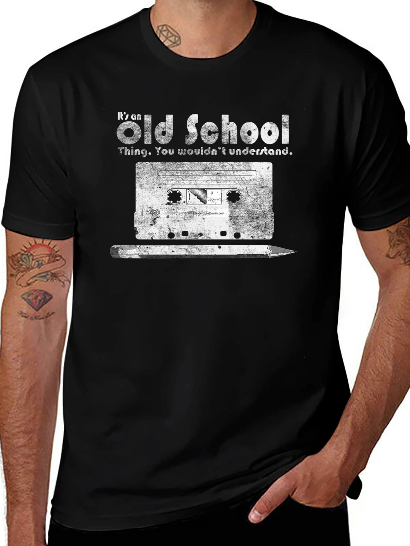 Old School Cassette Tape & Pencil Graphic Tee