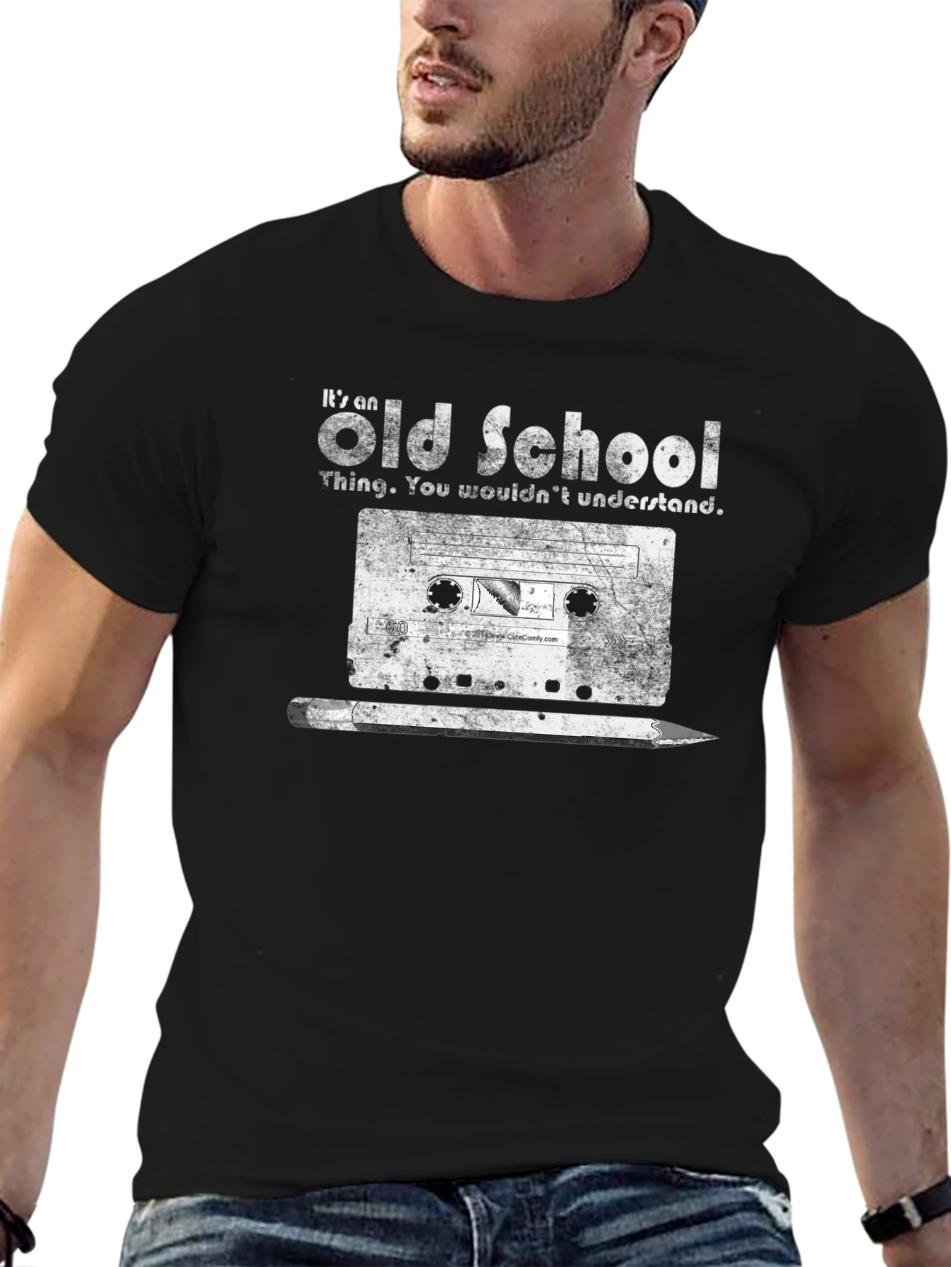 Old School Cassette Tape & Pencil Graphic Tee