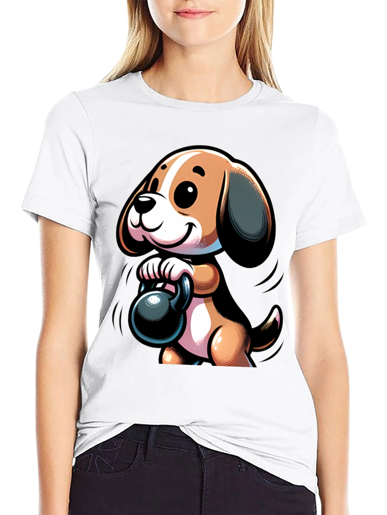 Cute Dog Lifting Weights T-Shirt