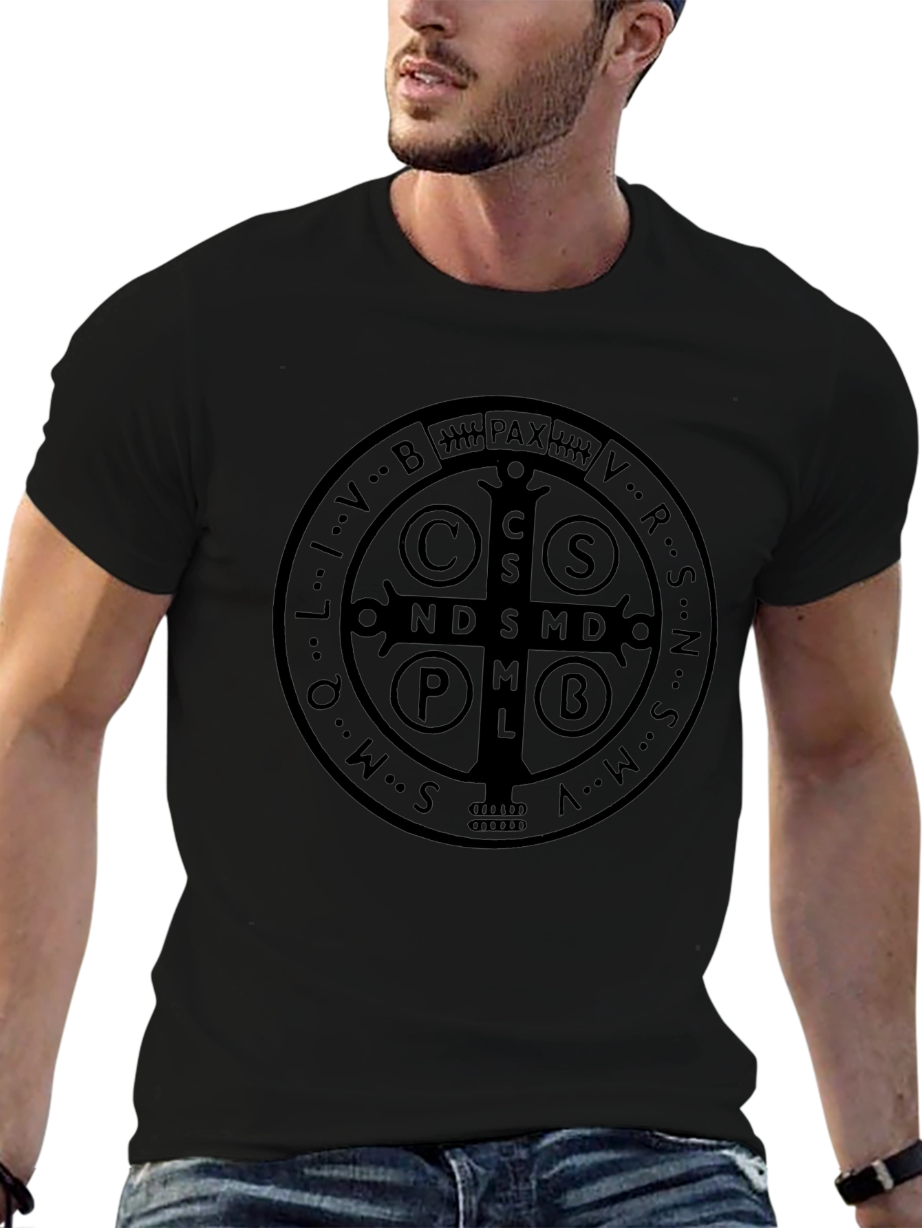 St. Benedict Medal Graphic Black T-Shirt