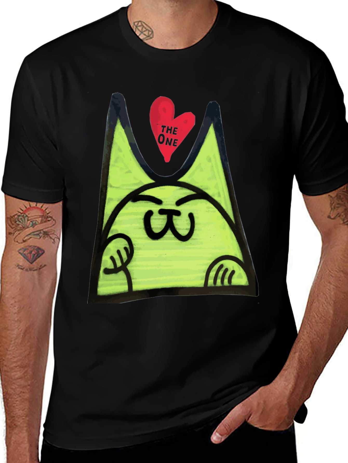 Funny Cat Graphic T-Shirt - Mens Black Tee