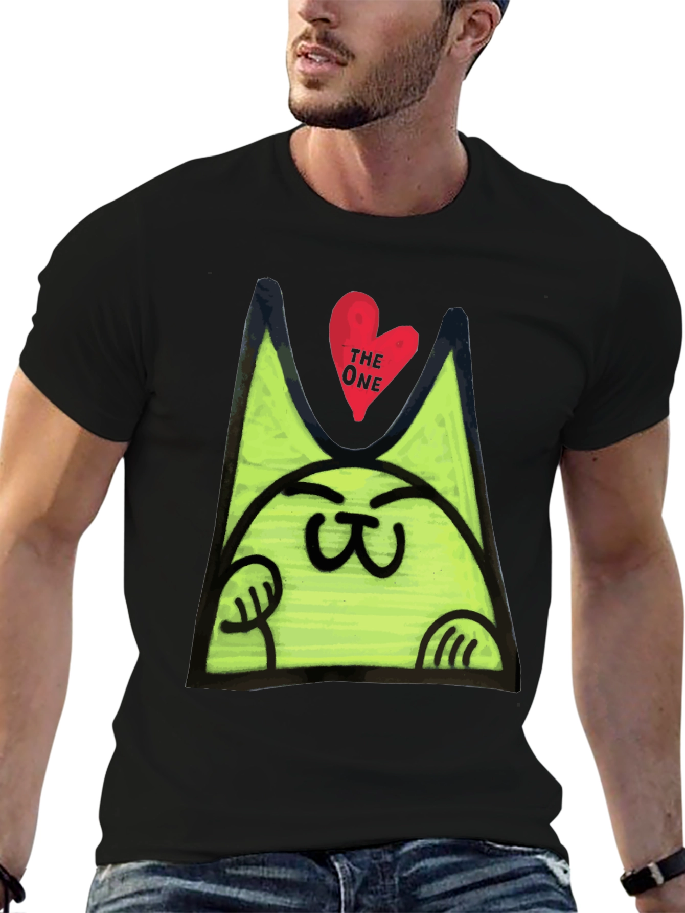 Funny Cat Graphic T-Shirt - Mens Black Tee