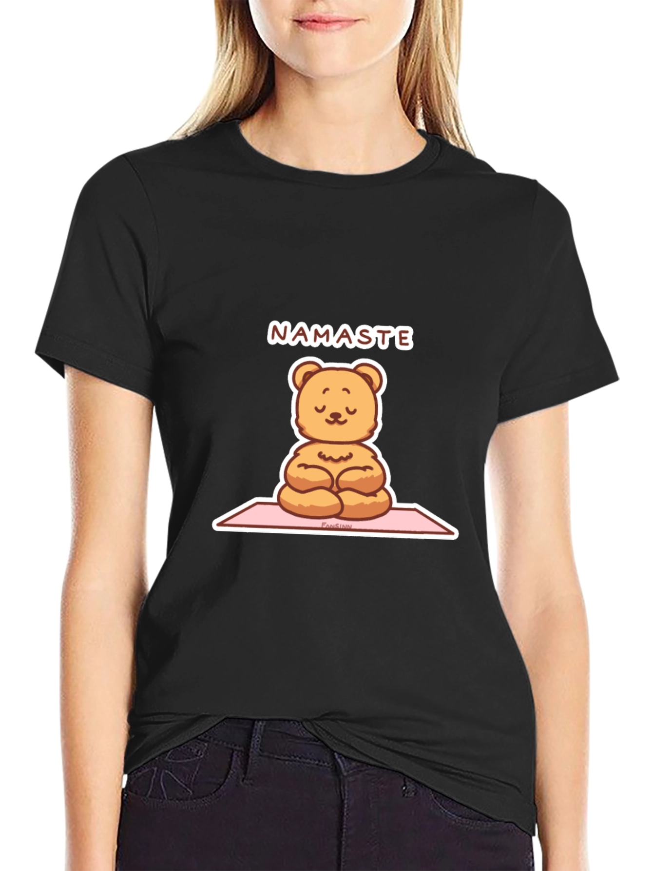 Yoga Bear Namaste Black T-Shirt