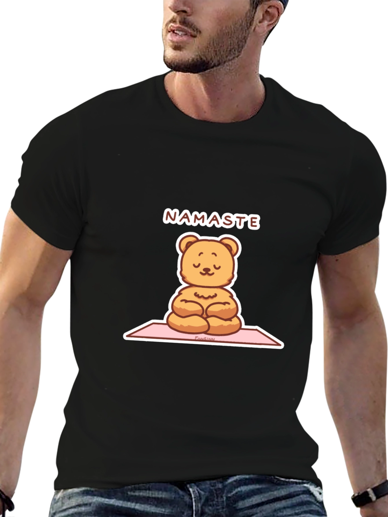 Yoga Bear Namaste Black T-Shirt
