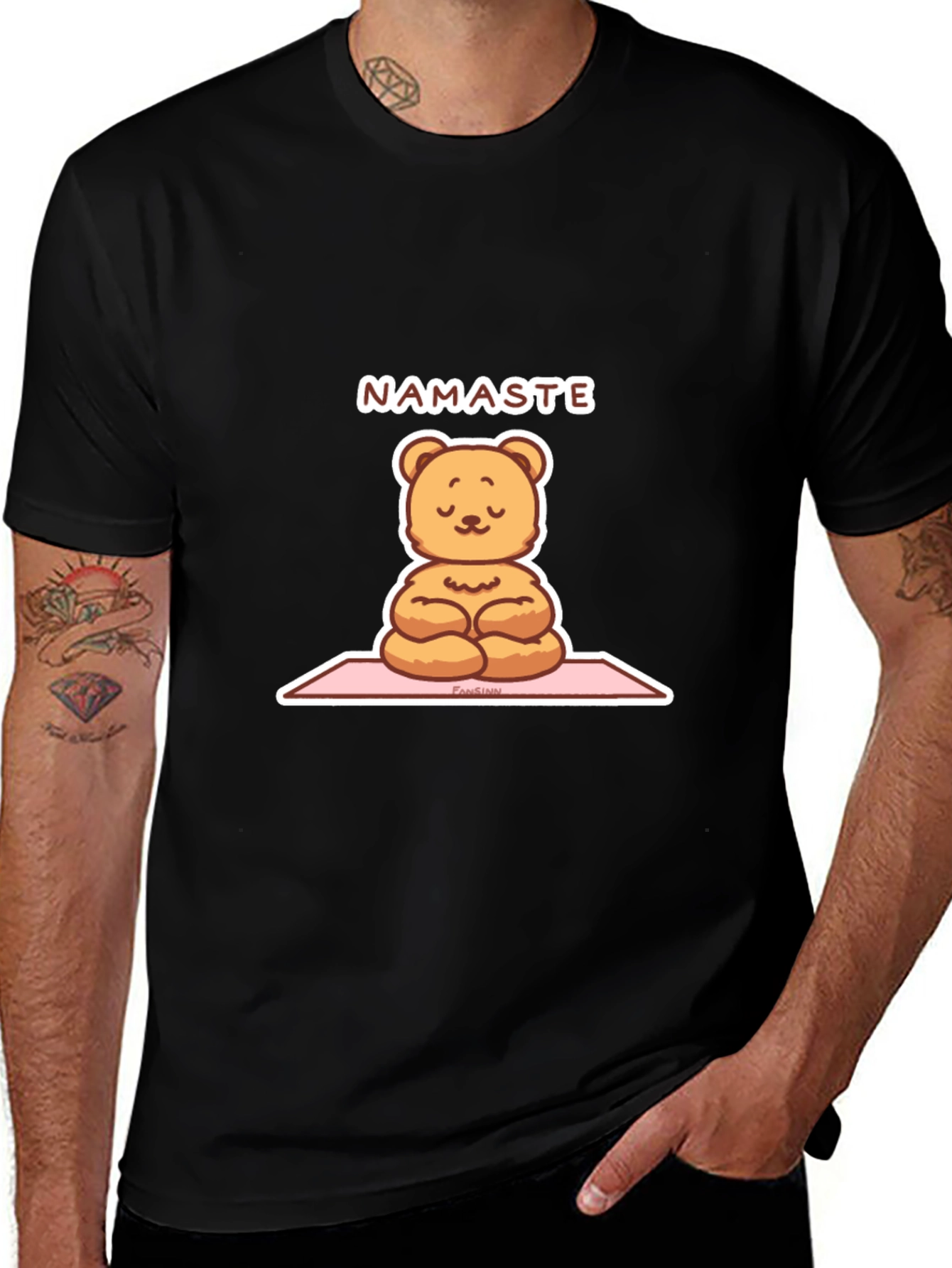 Yoga Bear Namaste Black T-Shirt