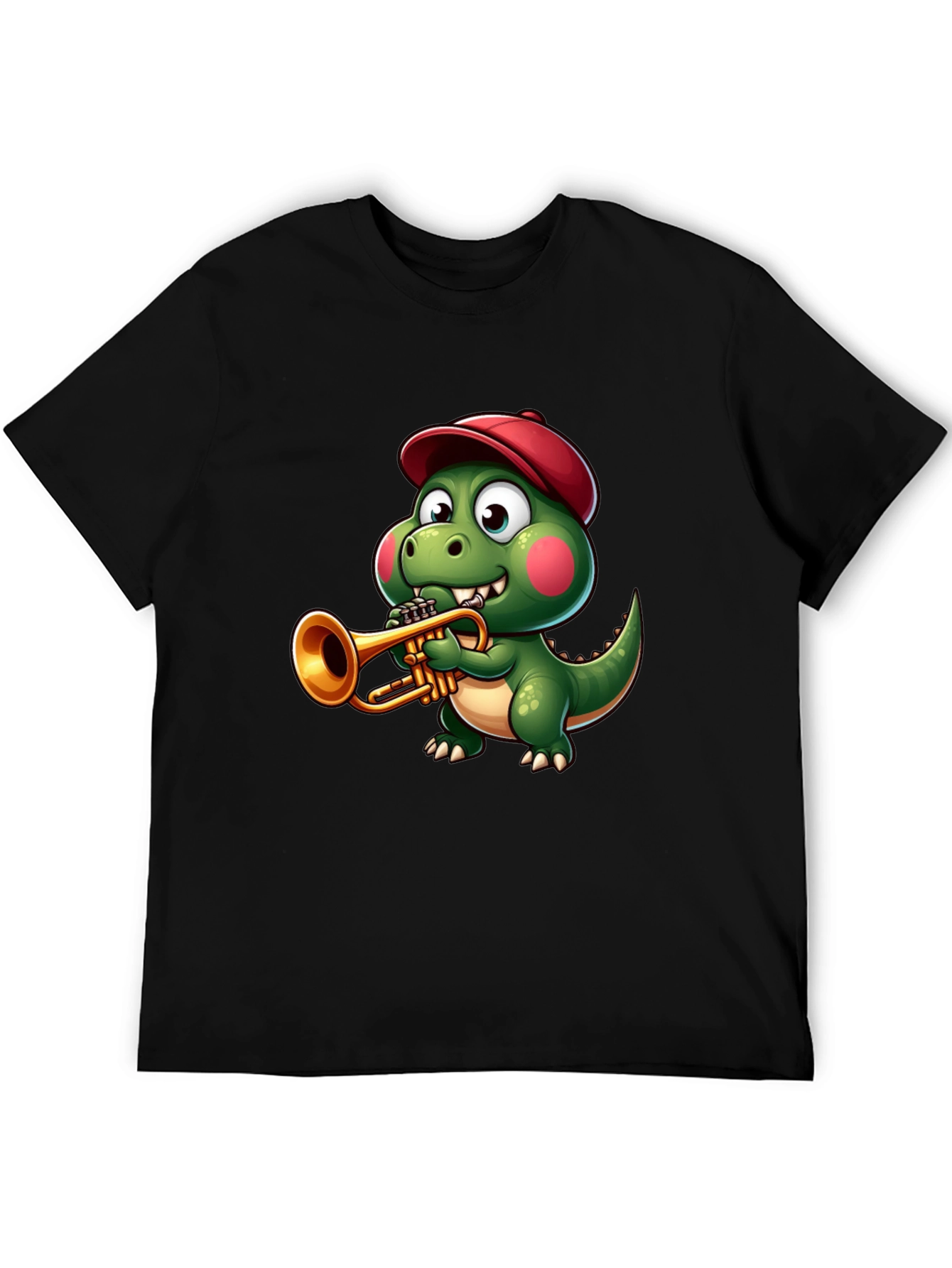Trumpet Dinosaur T-Shirt - Cartoon Music Tee