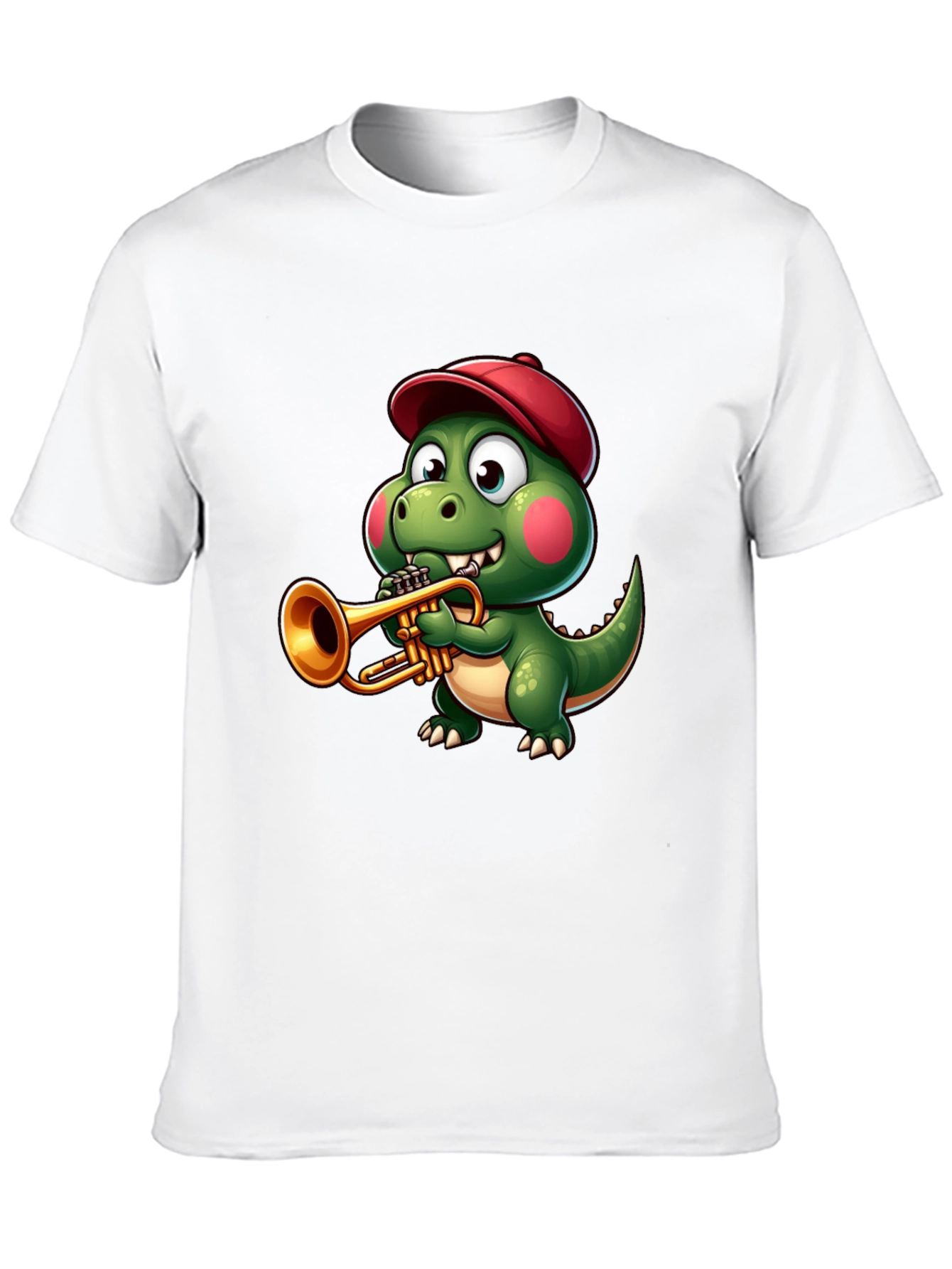 Trumpet Dinosaur T-Shirt - Cartoon Music Tee