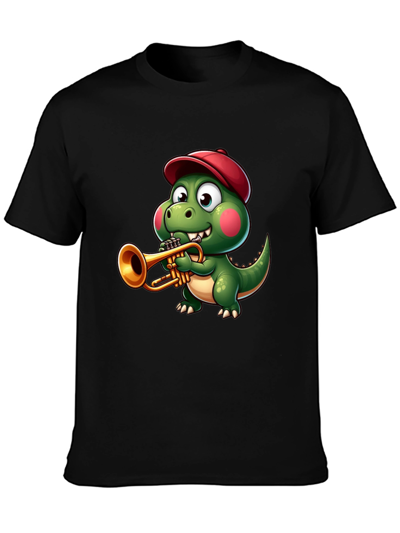 Trumpet Dinosaur T-Shirt - Cartoon Music Tee