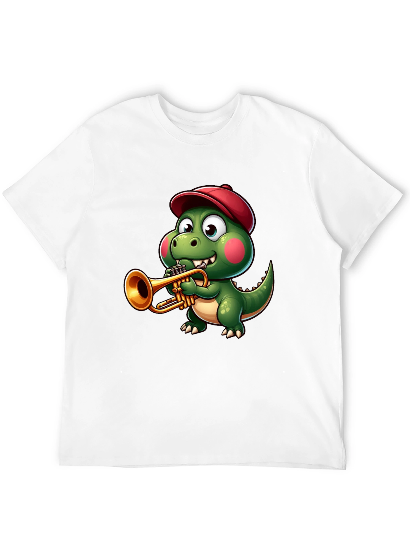 Trumpet Dinosaur T-Shirt - Cartoon Music Tee
