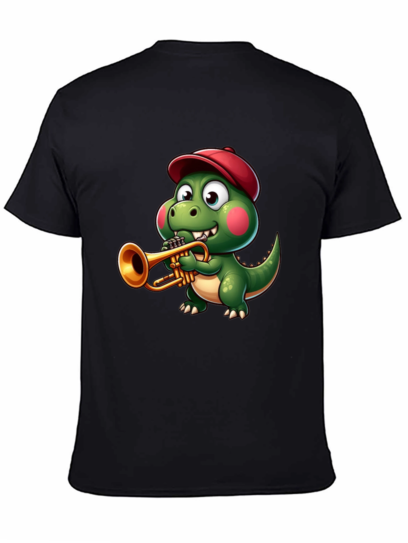 Trumpet Dinosaur T-Shirt - Cartoon Music Tee