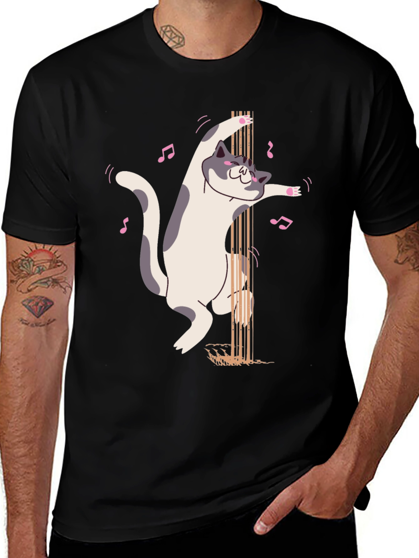 Pole Dancing Cat Graphic T-Shirt