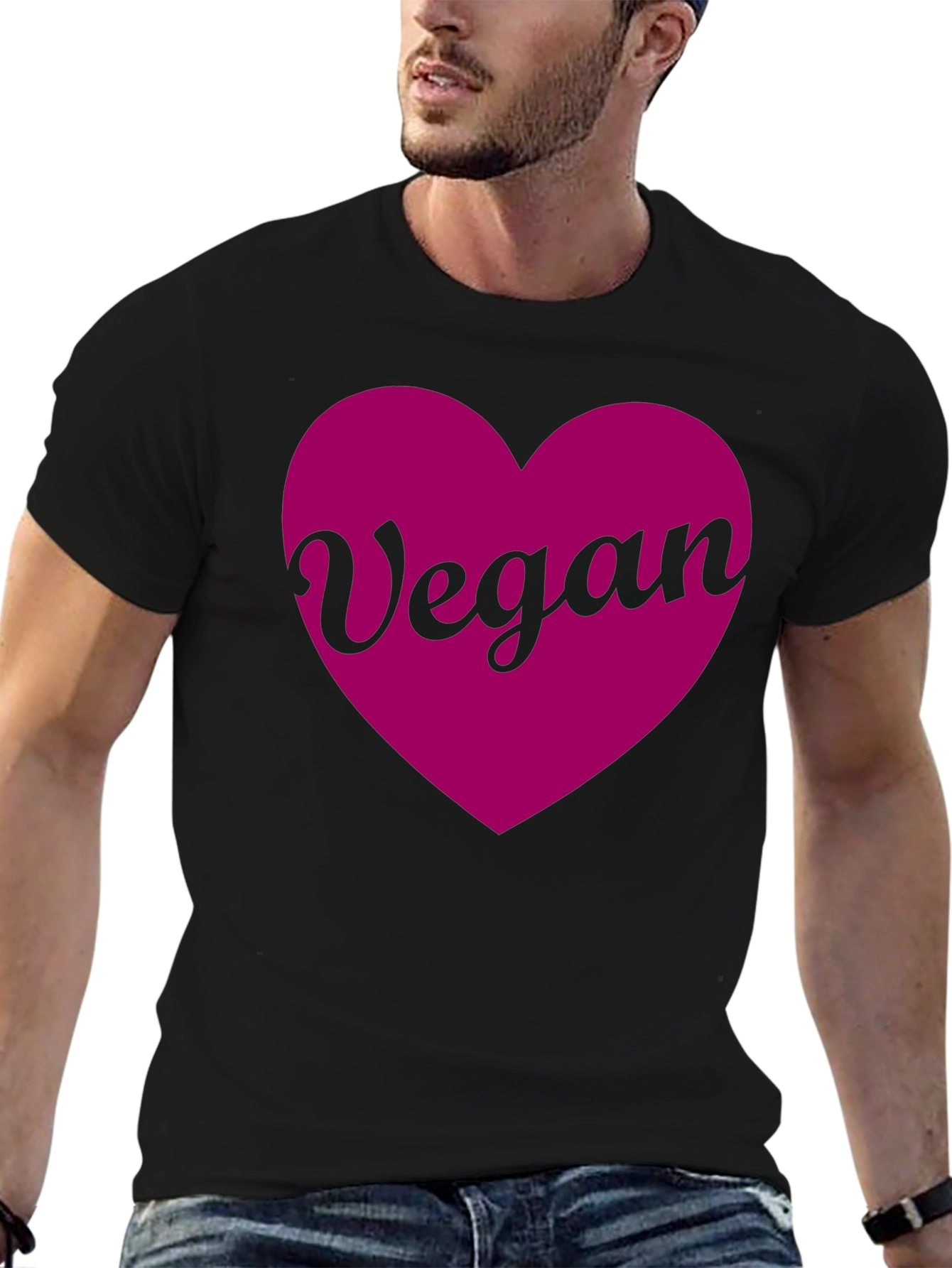 Vegan Heart Graphic Black T-Shirt