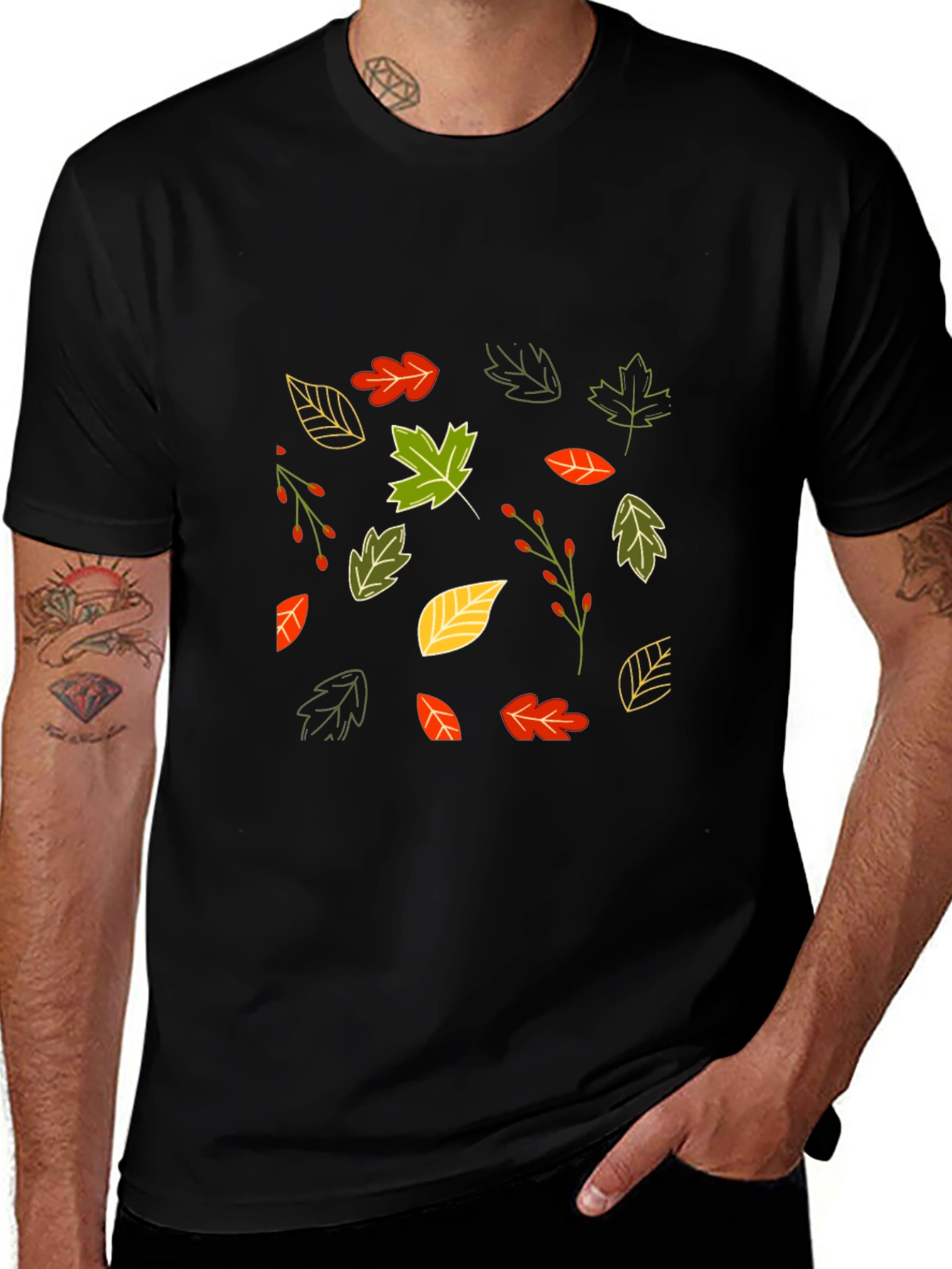 Autumn Leaves Black T-Shirt