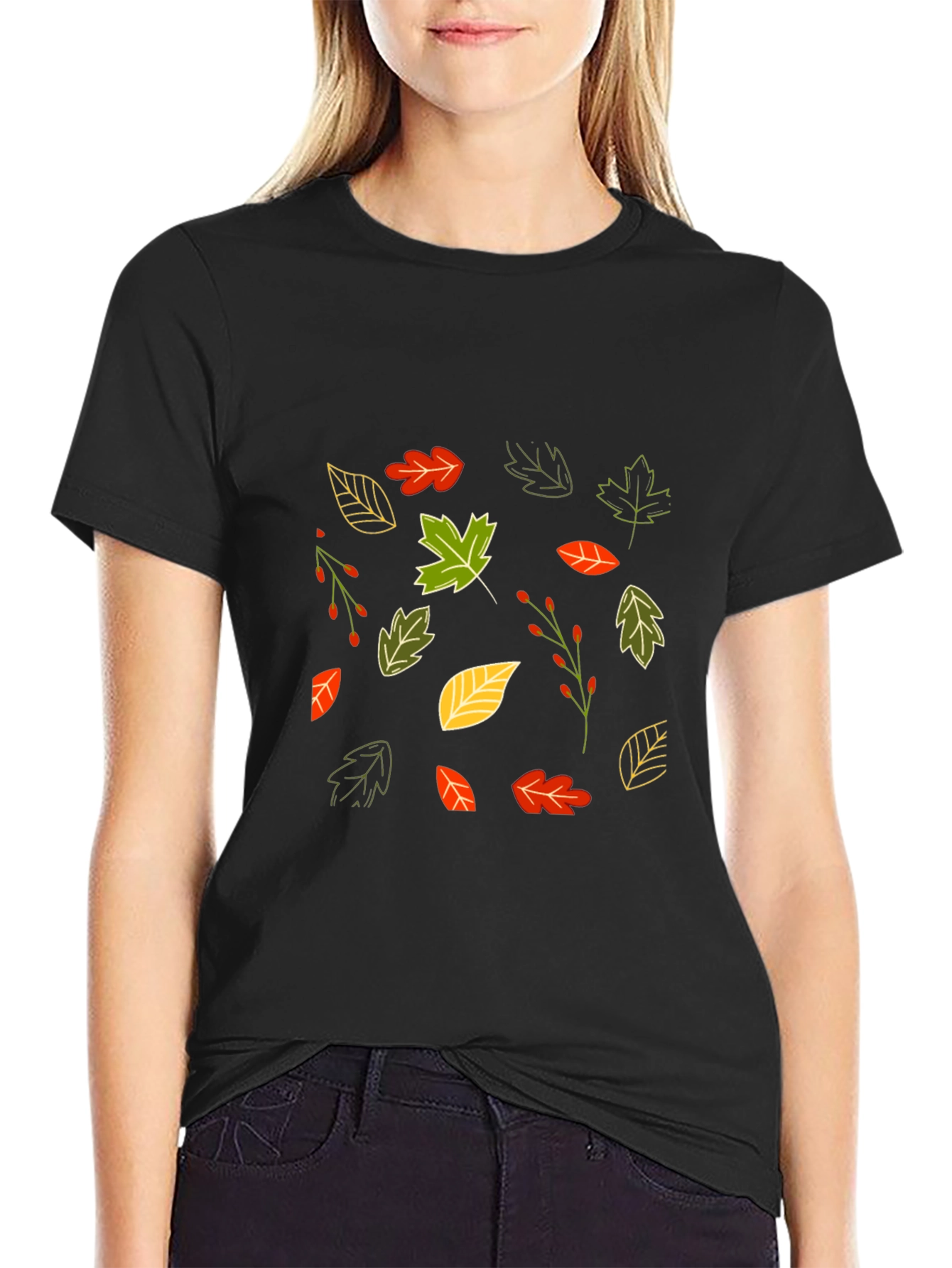Autumn Leaves Black T-Shirt