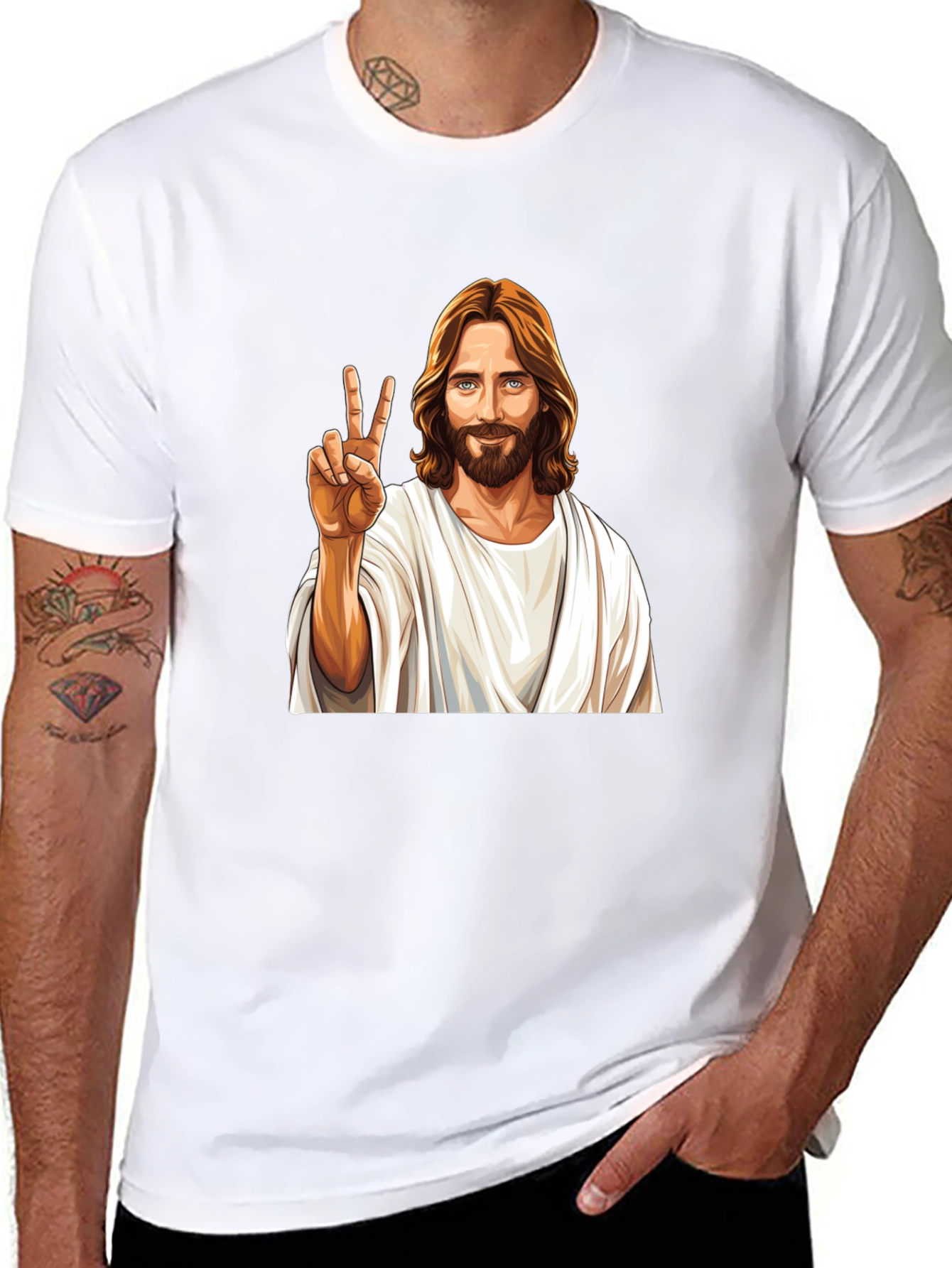 Peace Jesus Graphic Black T-Shirt