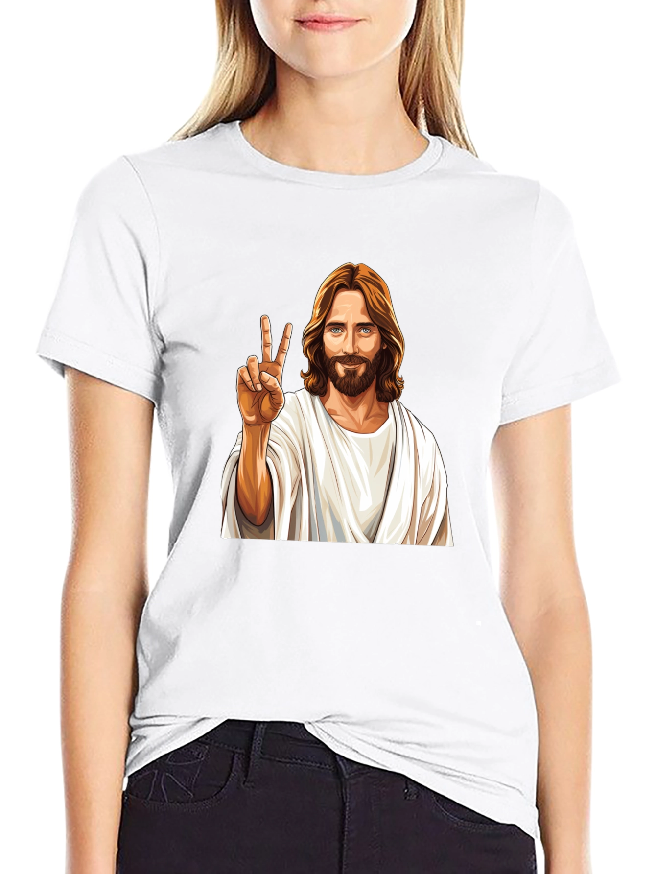 Peace Jesus Graphic Black T-Shirt