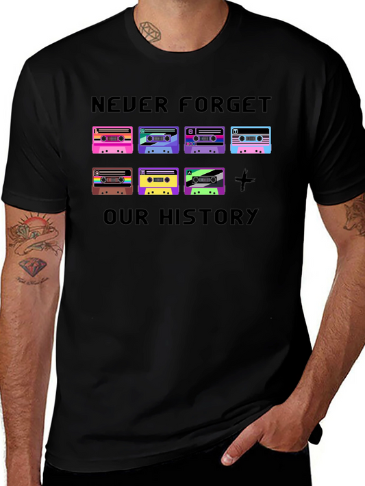 Retro Cassette Tape T-Shirt - Never Forget Our History