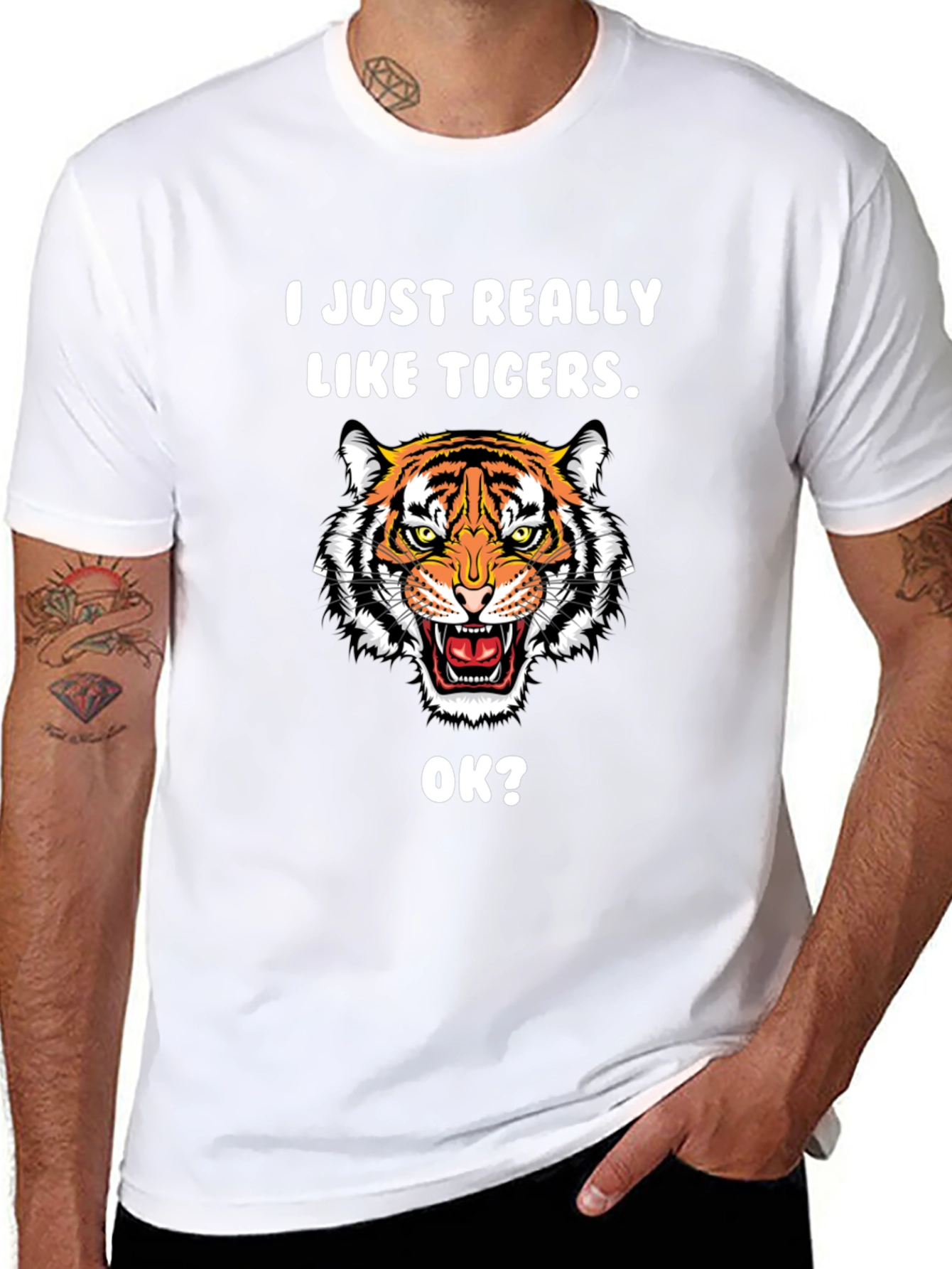 I Just Really Like Tigers OK? Black T-Shirt