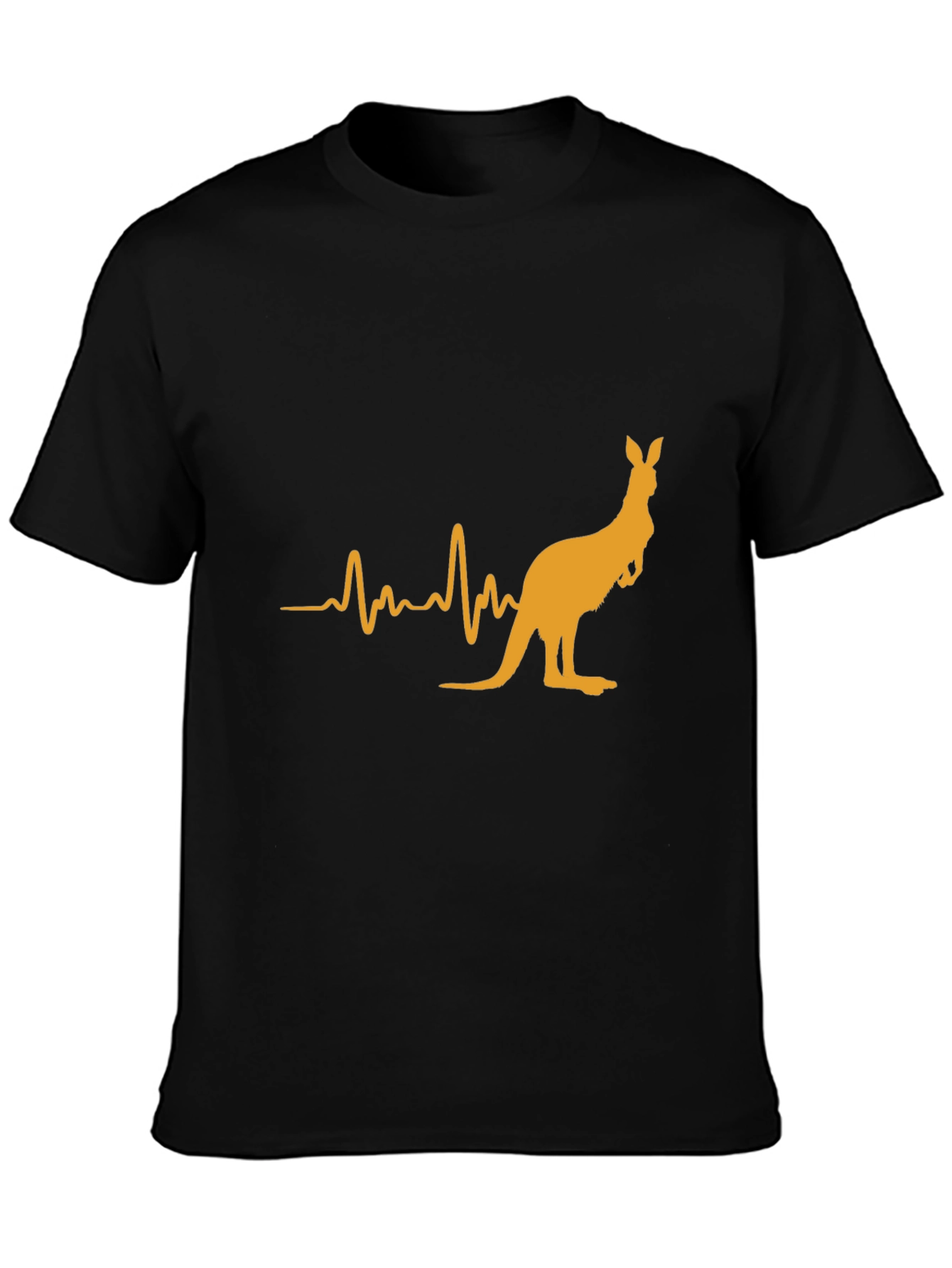 Kangaroo Heartbeat Graphic Tee - Casual Black T-Shirt