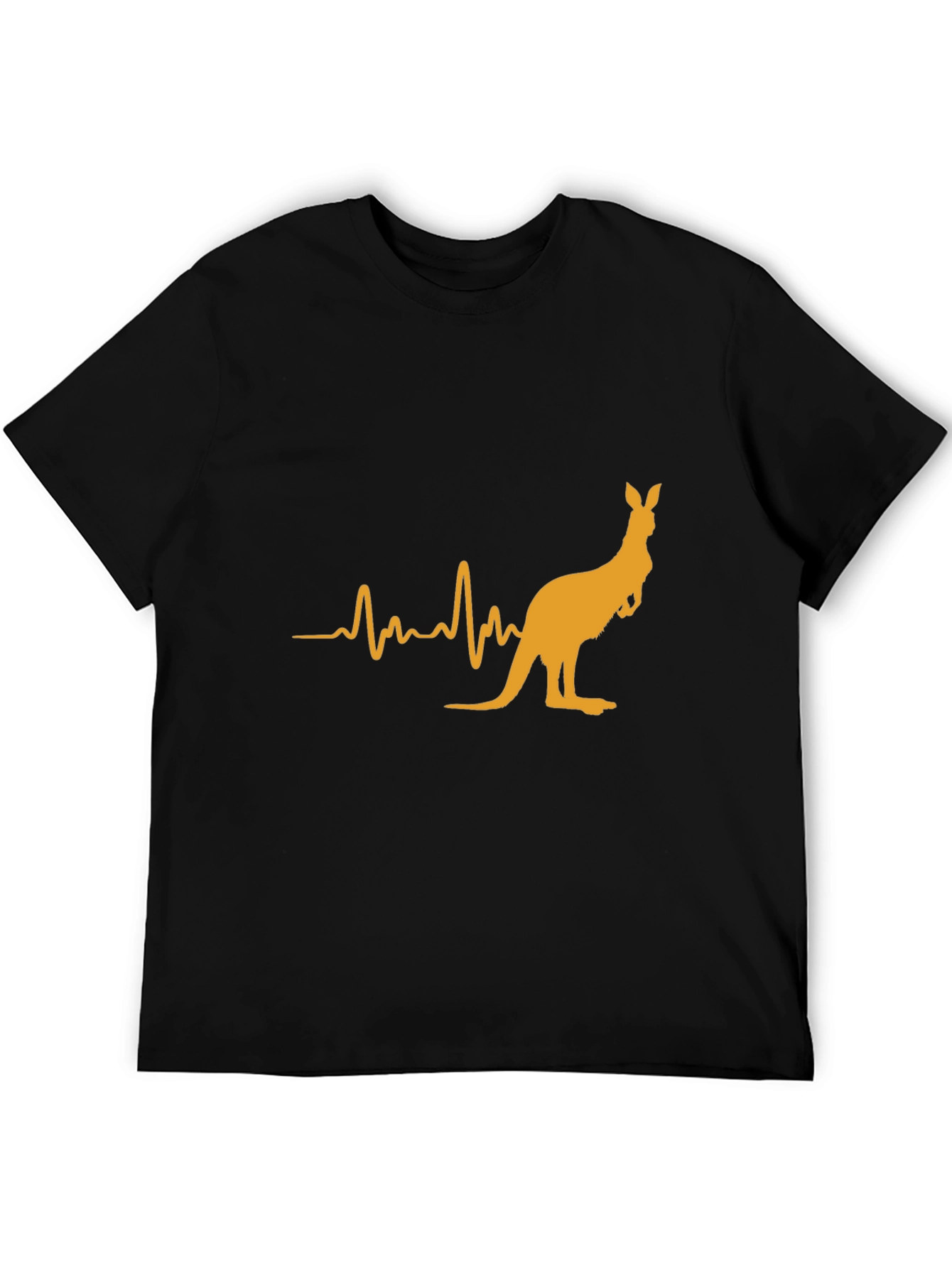Kangaroo Heartbeat Graphic Tee - Casual Black T-Shirt