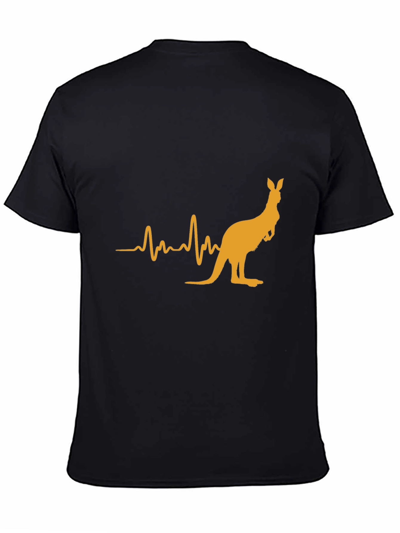 Kangaroo Heartbeat Graphic Tee - Casual Black T-Shirt
