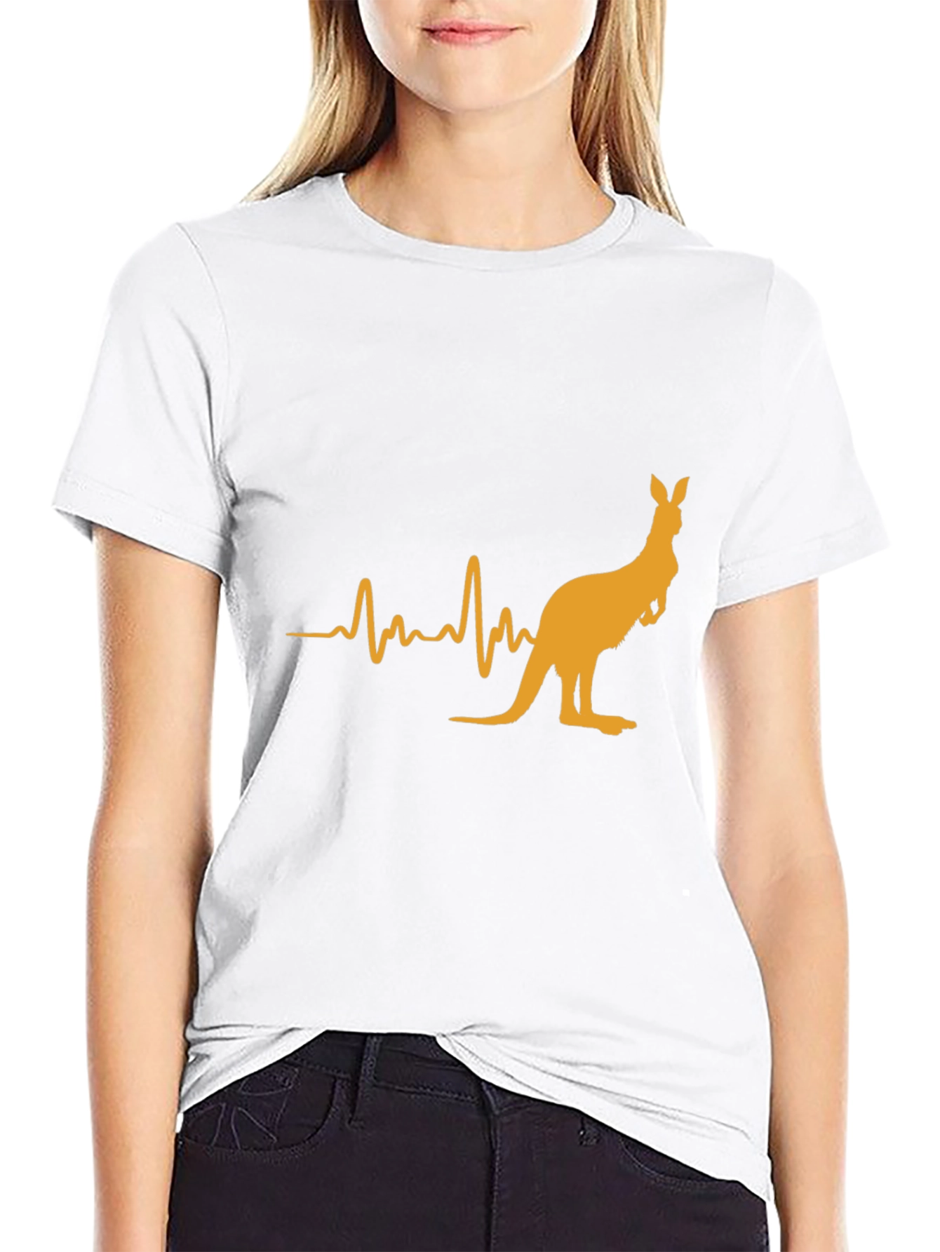 Kangaroo Heartbeat Graphic Tee - Casual Black T-Shirt