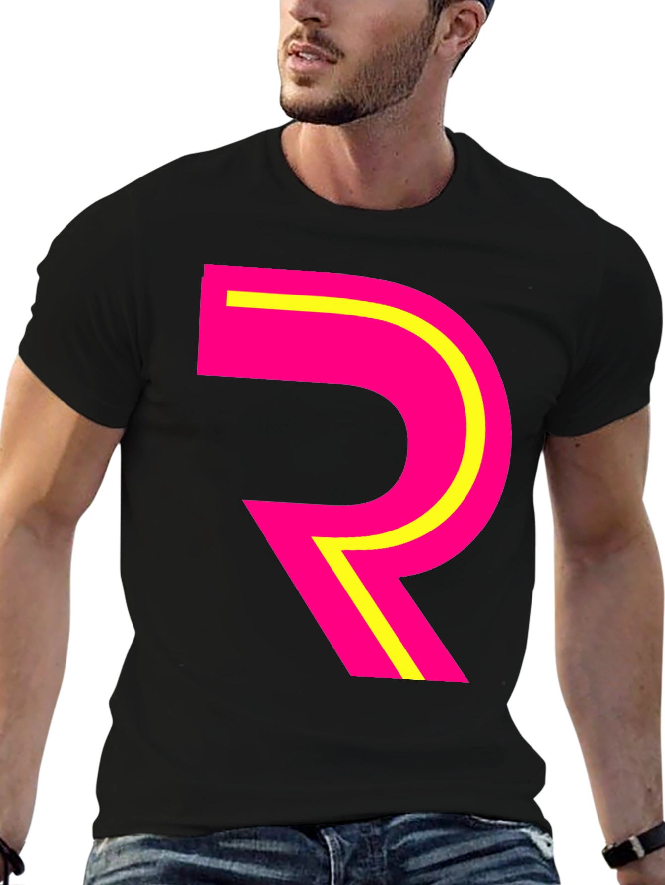 Bold R Graphic Black T-Shirt