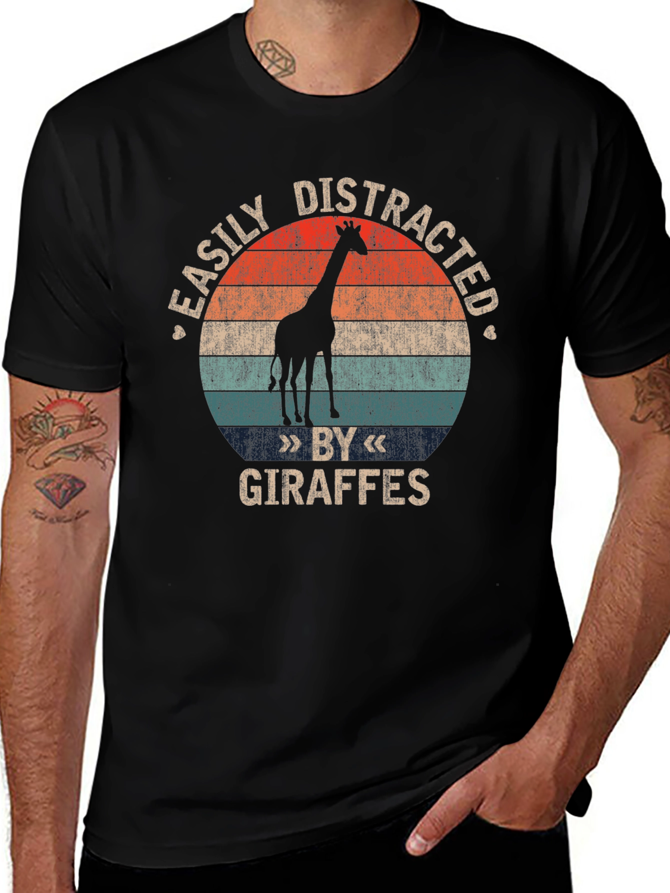 Easily Distracted By Giraffes Graphic T-Shirt