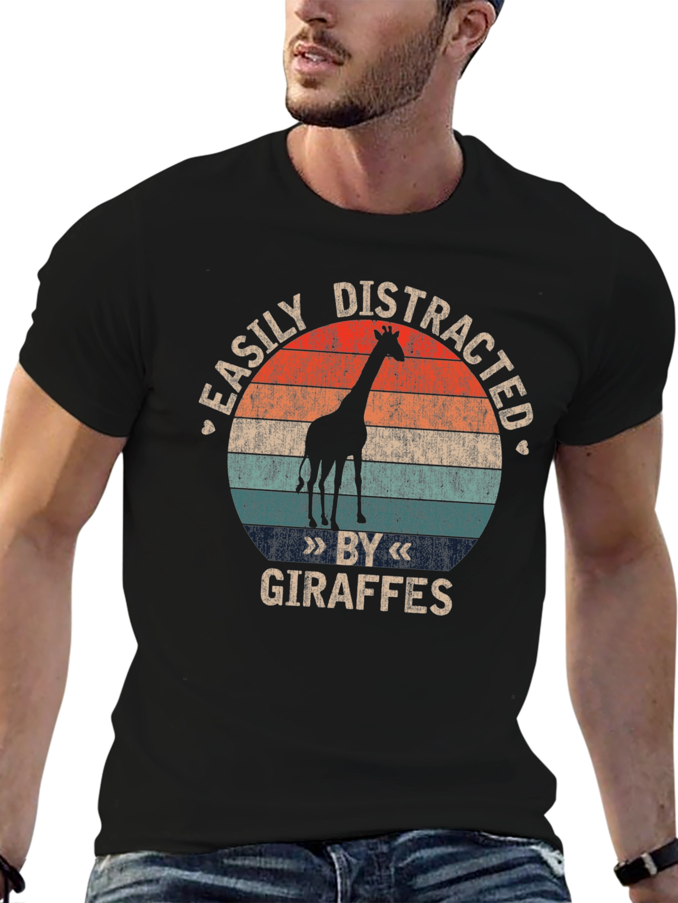 Easily Distracted By Giraffes Graphic T-Shirt