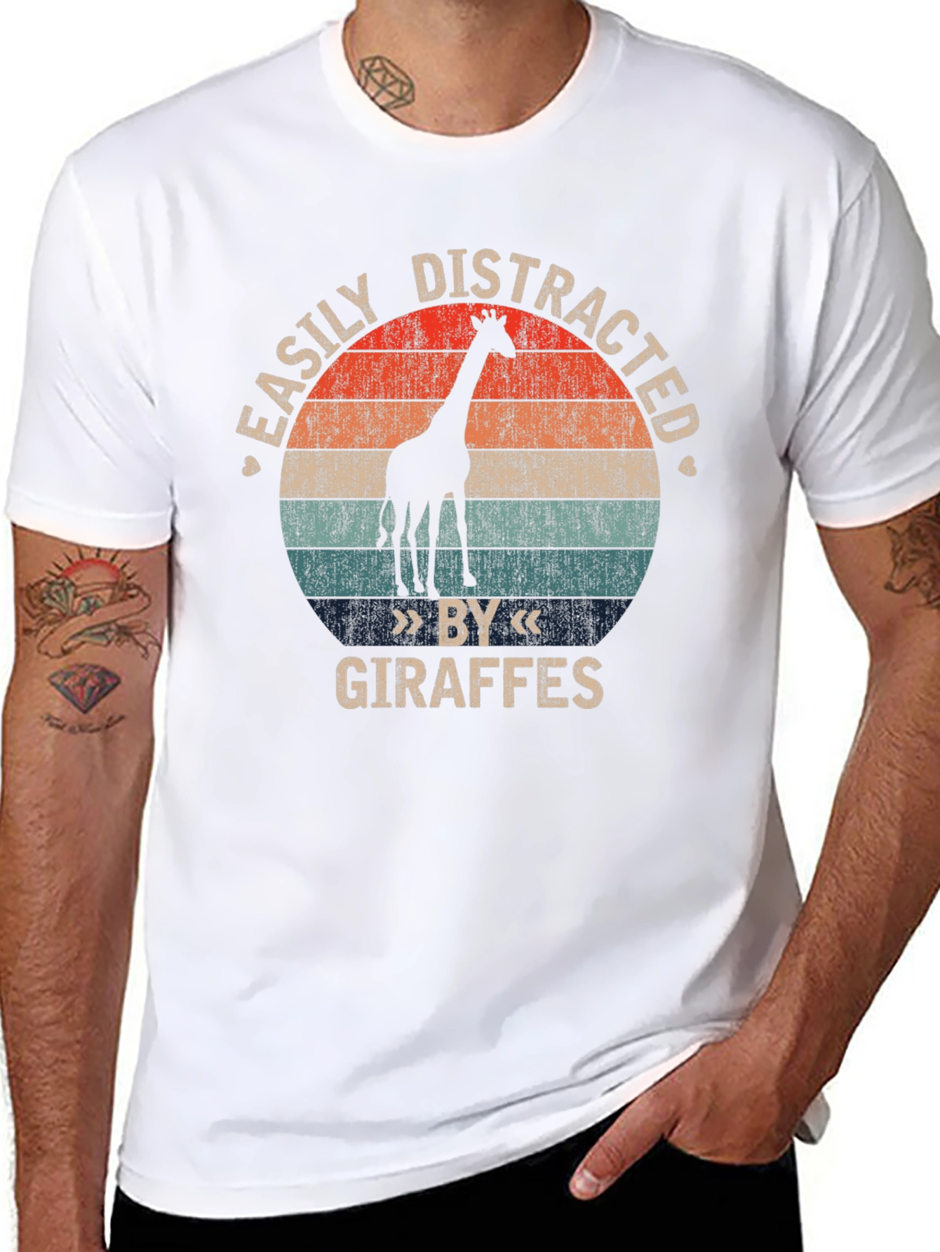 Easily Distracted By Giraffes Graphic T-Shirt