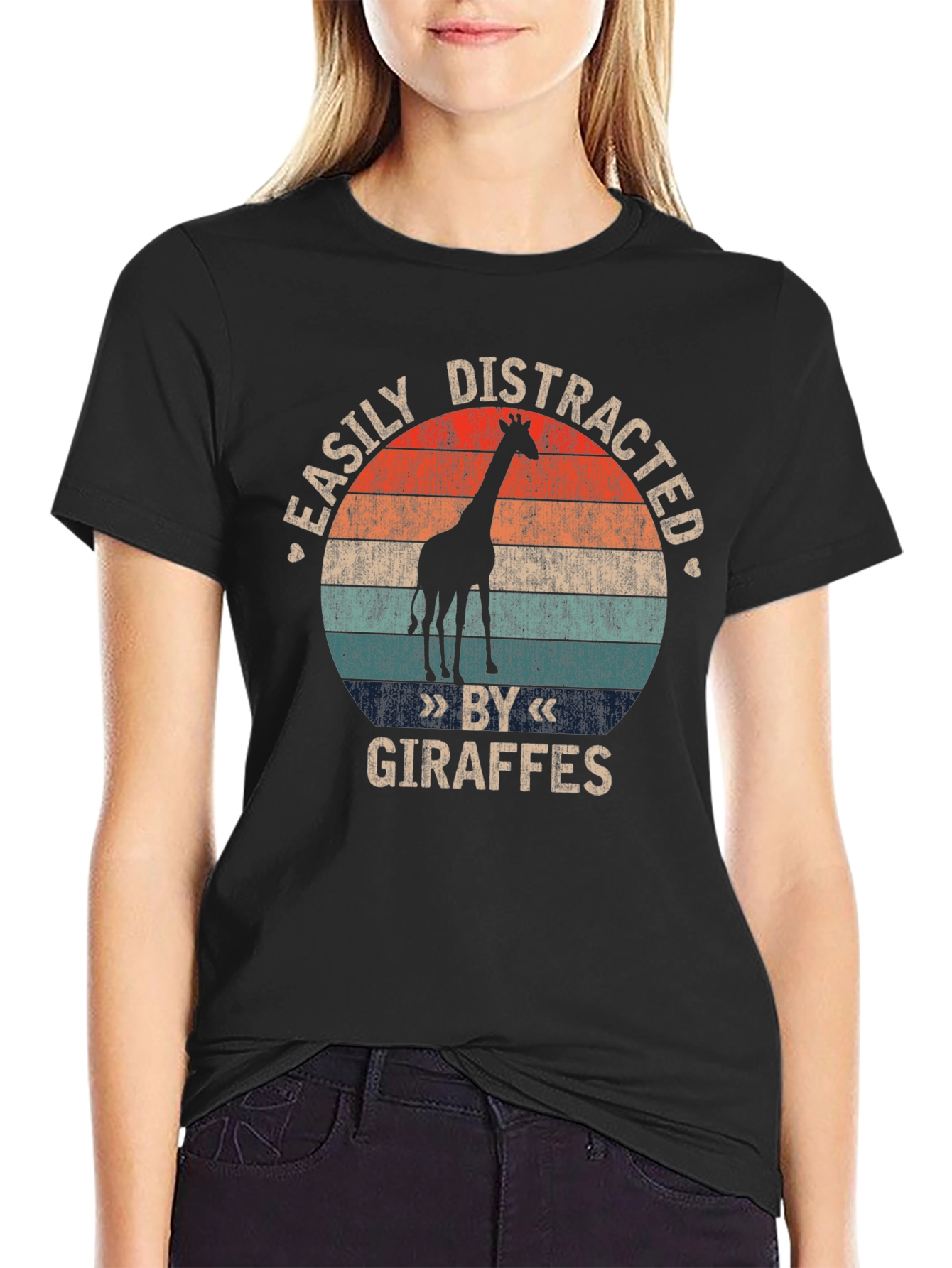 Easily Distracted By Giraffes Graphic T-Shirt