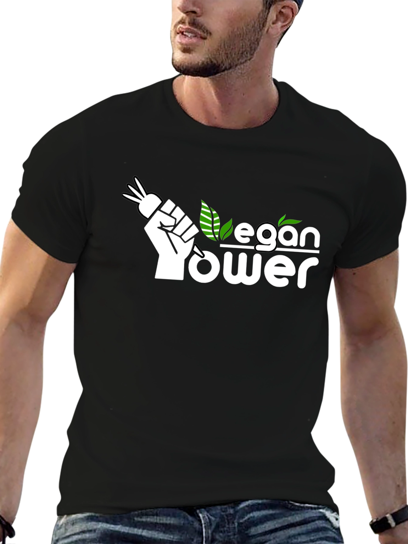 Vegan Power T-Shirt - Black Organic Cotton