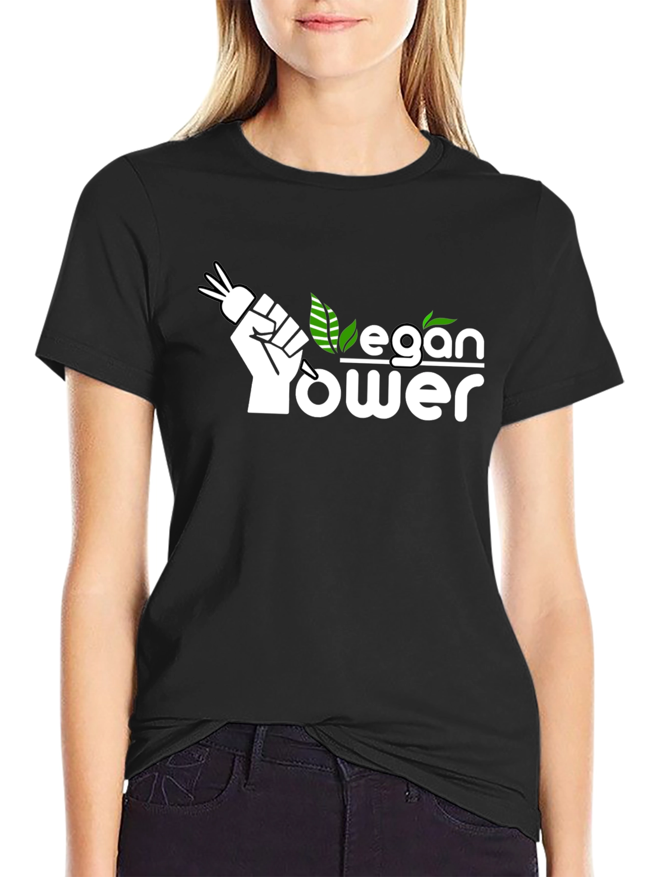 Vegan Power T-Shirt - Black Organic Cotton