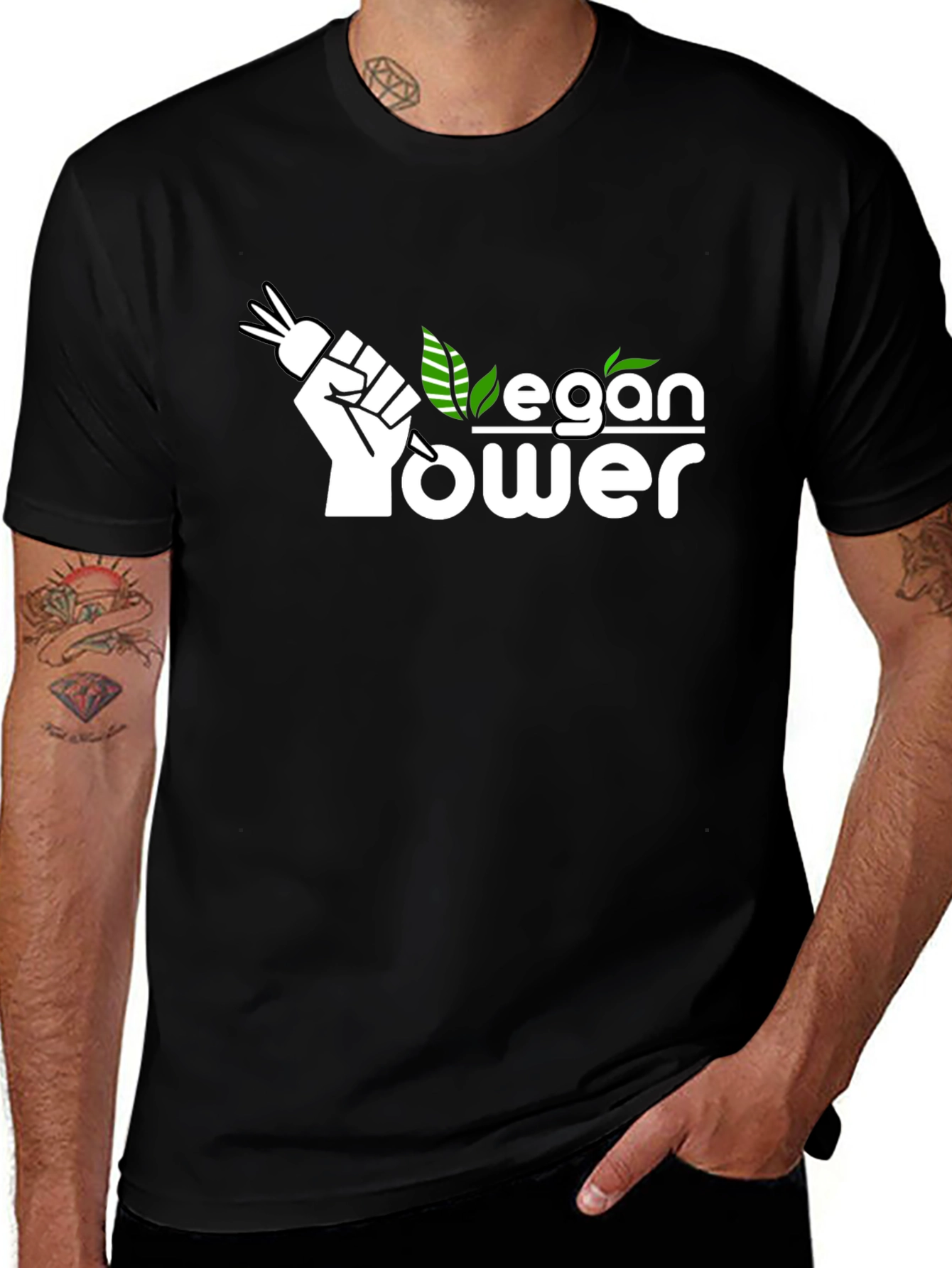 Vegan Power T-Shirt - Black Organic Cotton