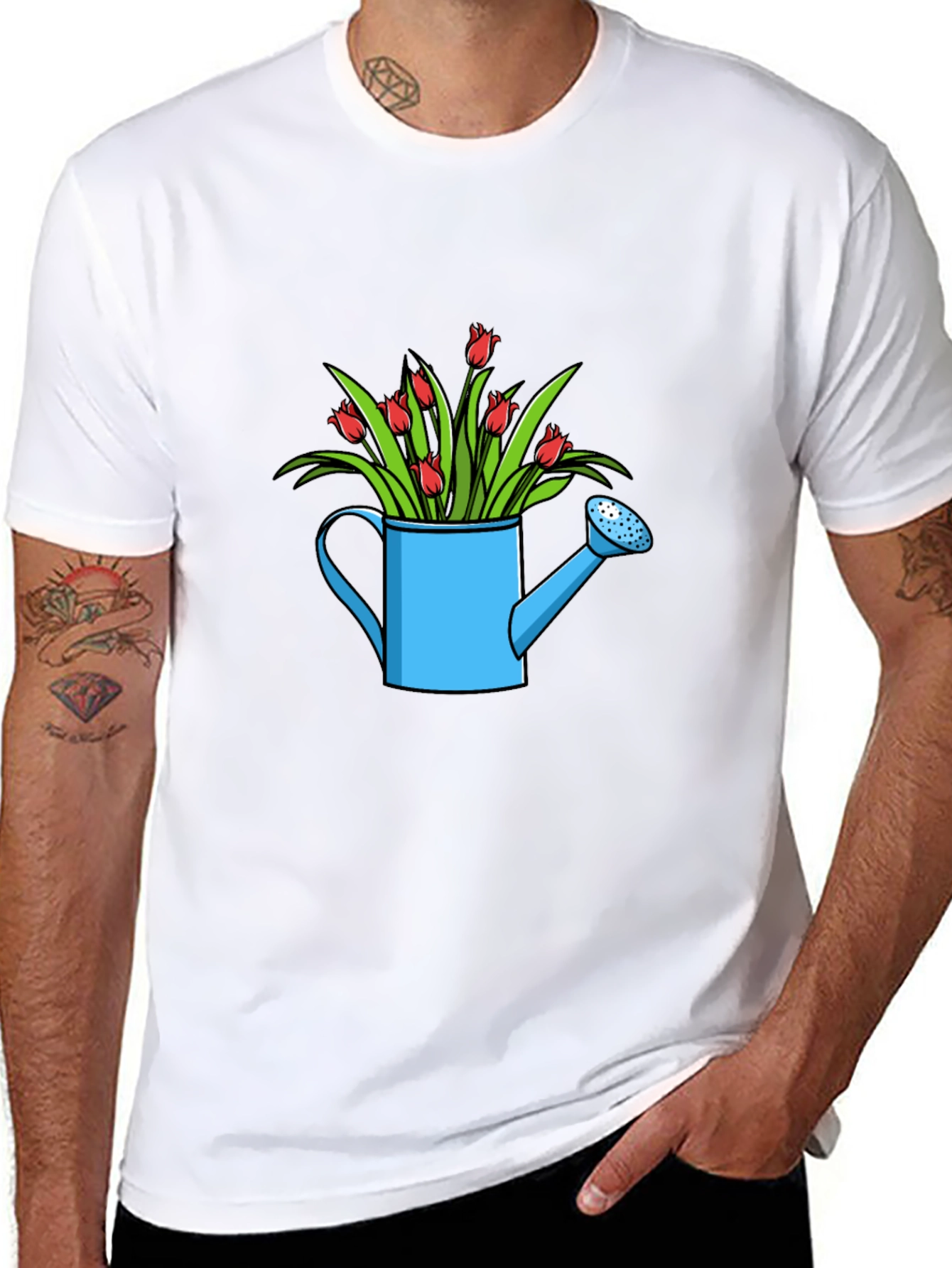 Watering Can with Flowers Graphic Tee