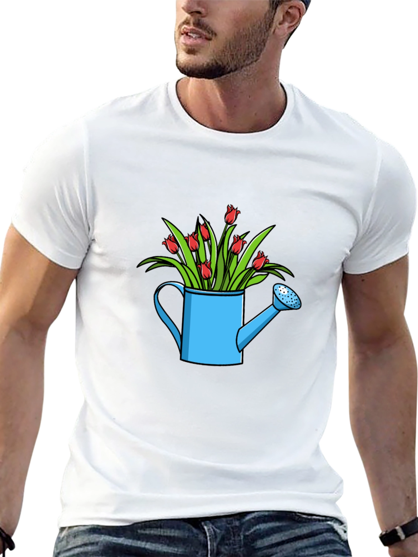 Watering Can with Flowers Graphic Tee