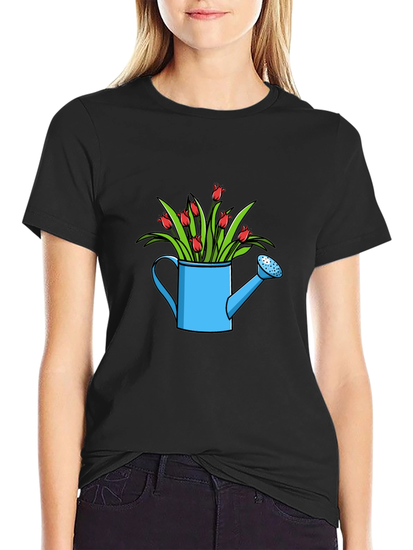 Watering Can with Flowers Graphic Tee