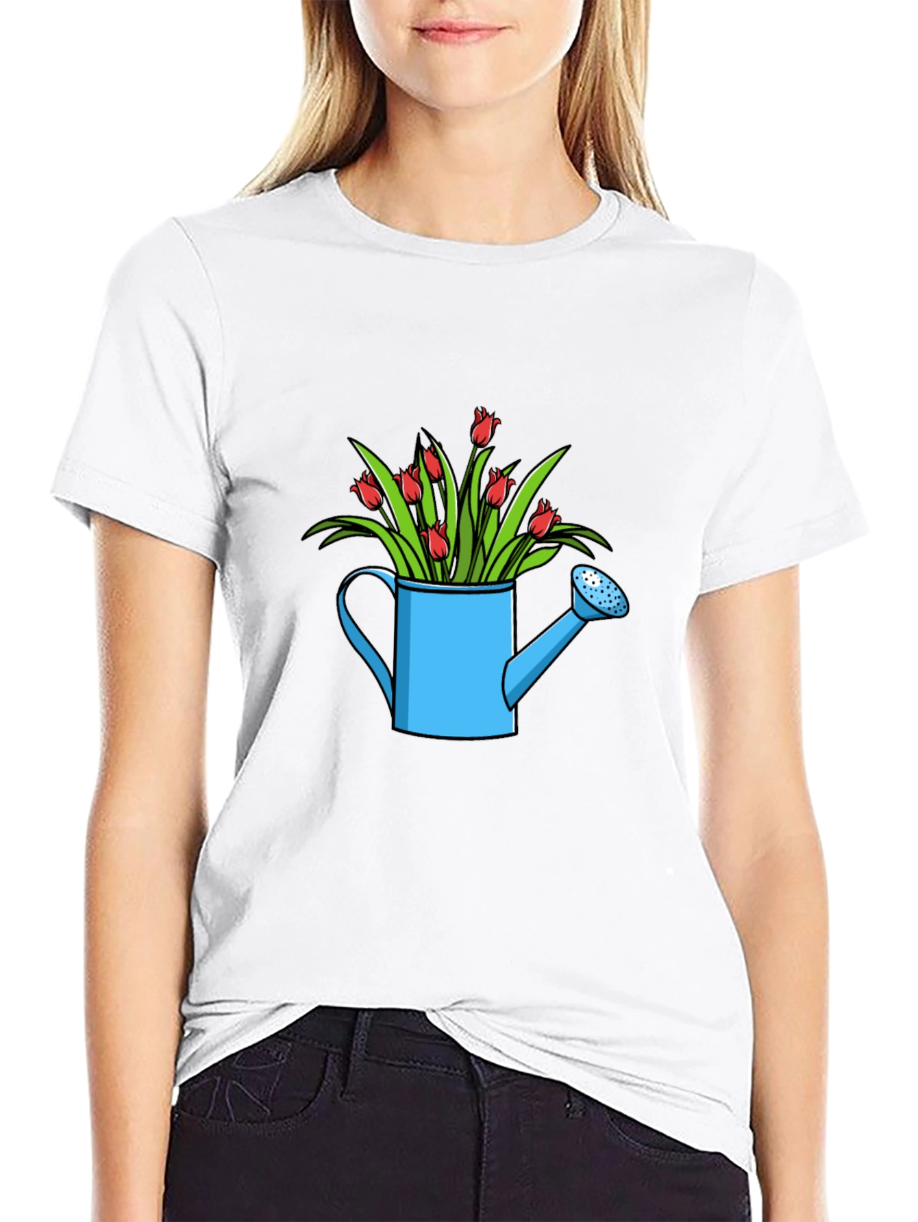 Watering Can with Flowers Graphic Tee