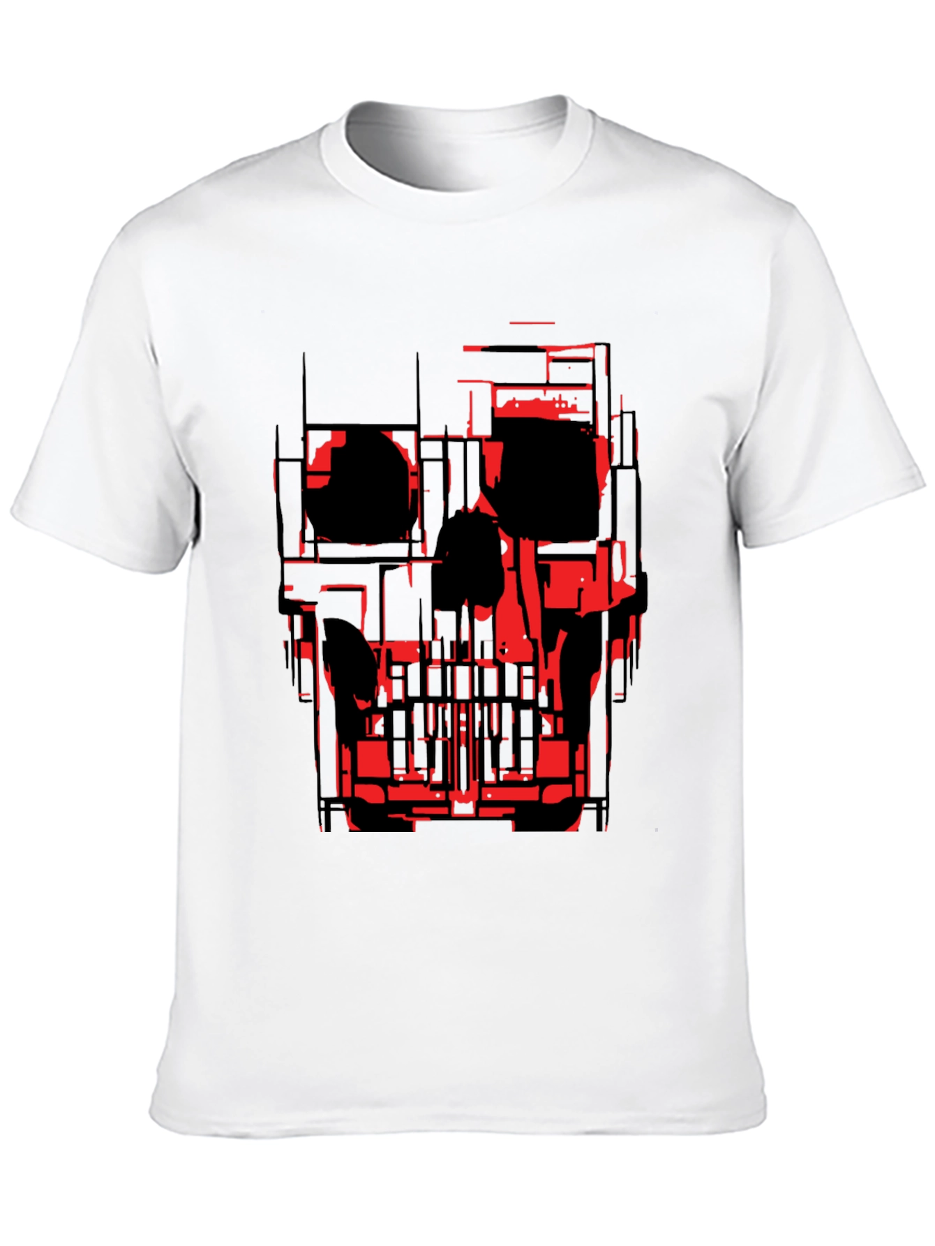 Abstract Skull Graphic Tee - Black