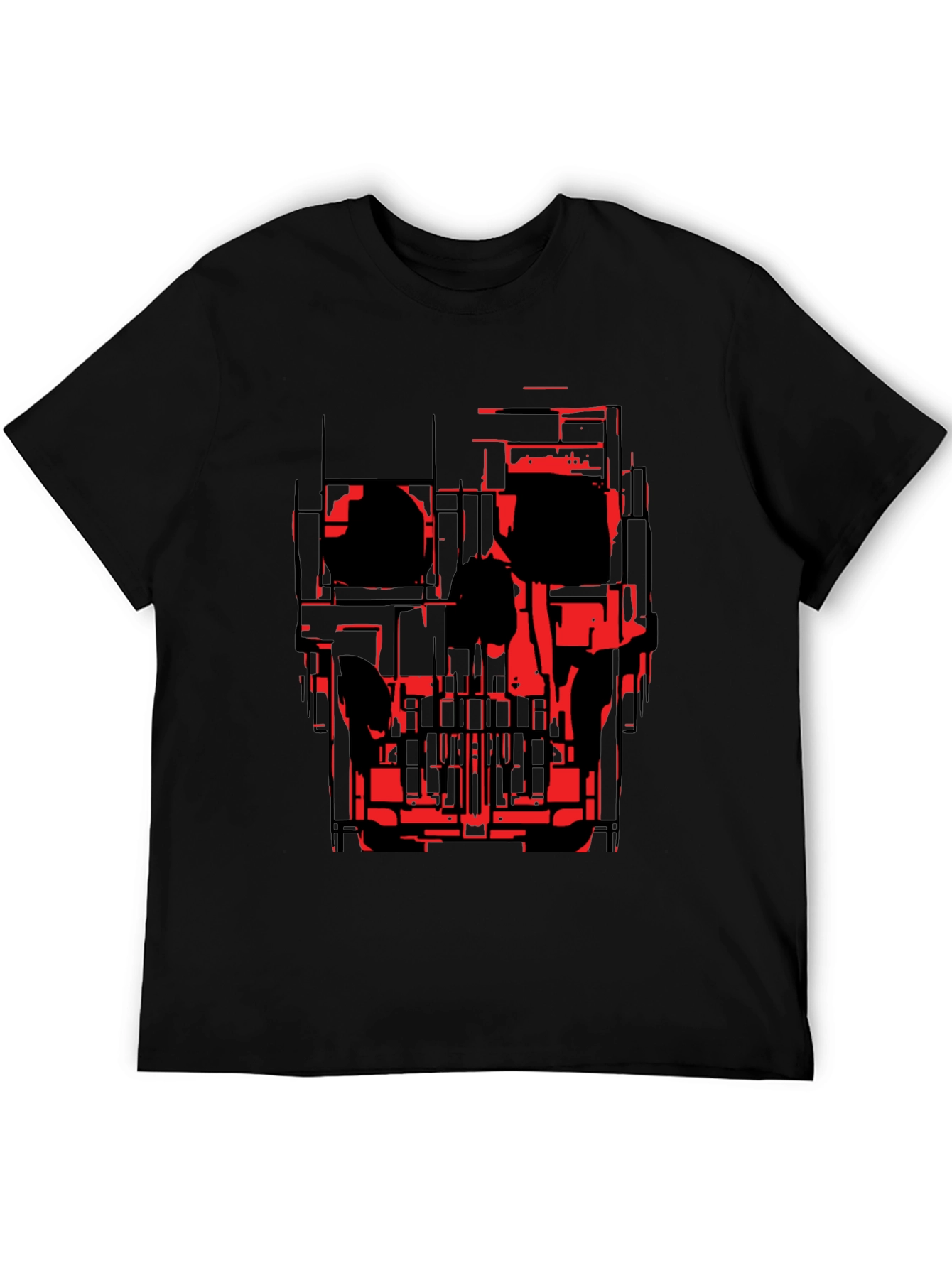 Abstract Skull Graphic Tee - Black