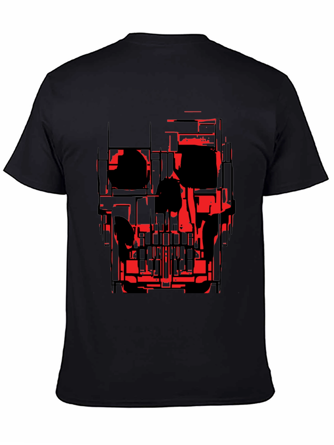 Abstract Skull Graphic Tee - Black