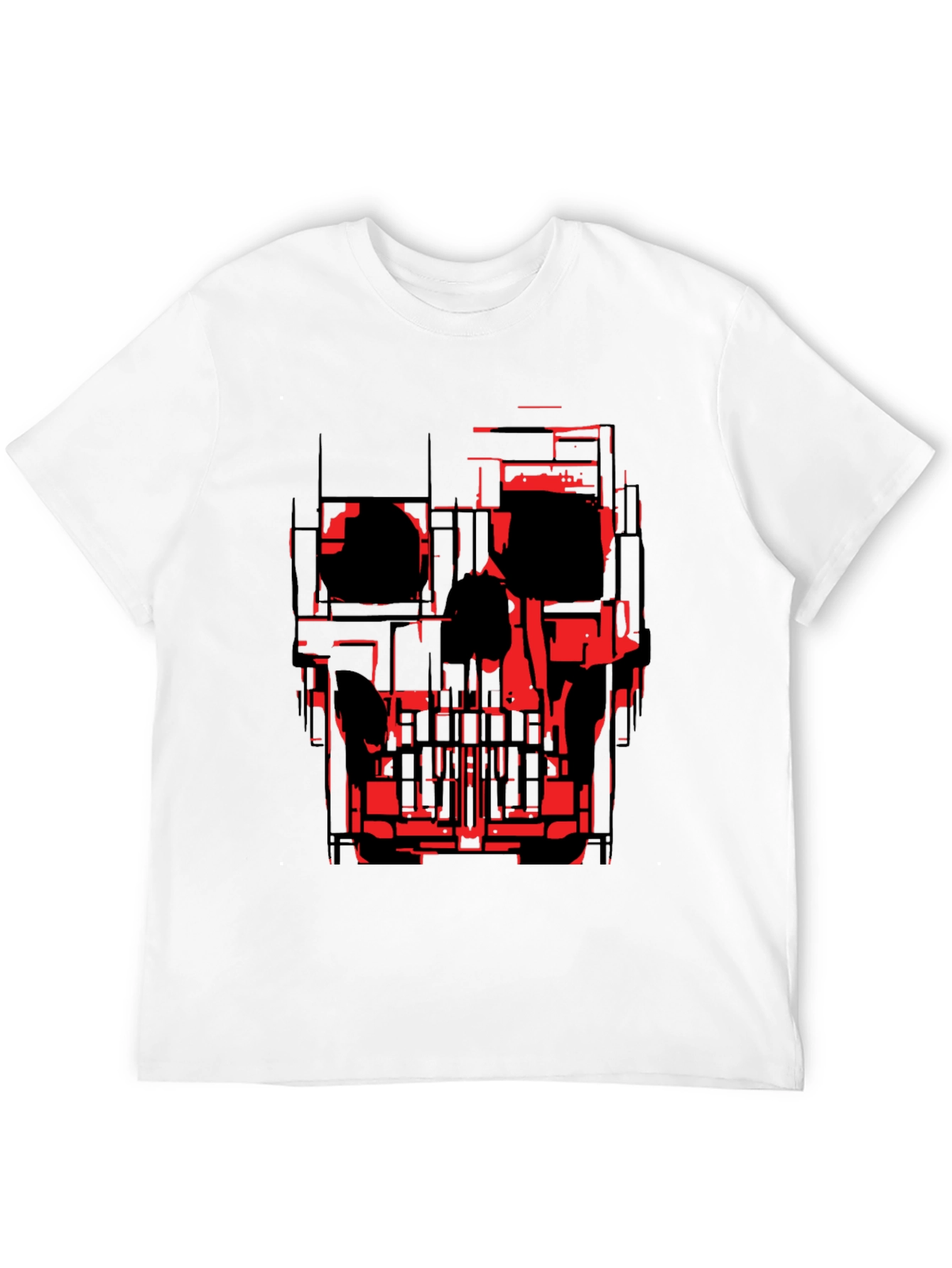 Abstract Skull Graphic Tee - Black