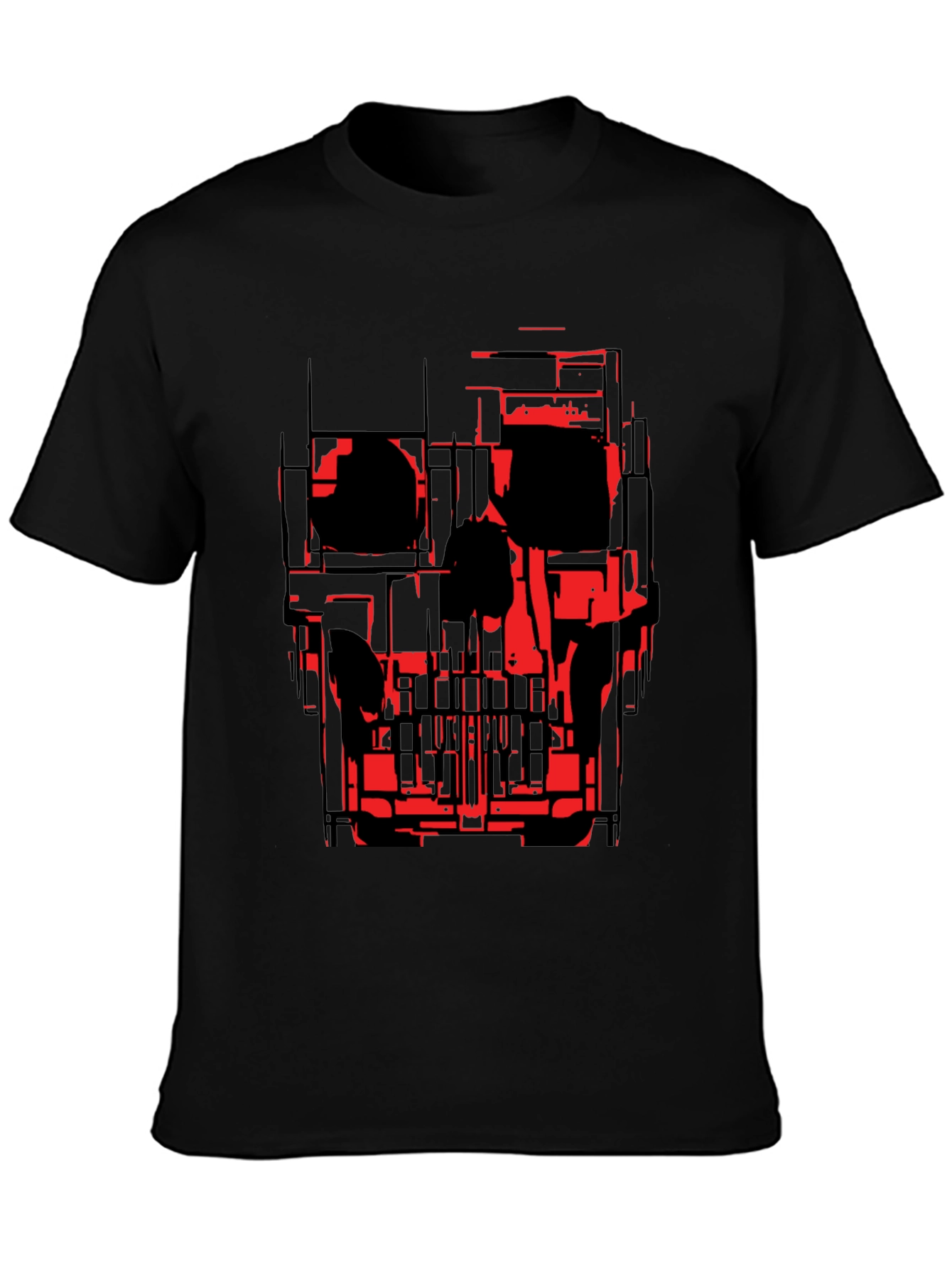 Abstract Skull Graphic Tee - Black