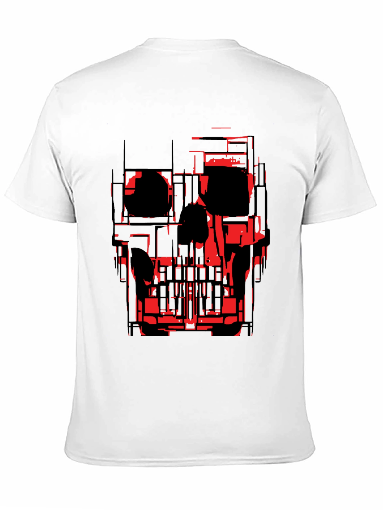 Abstract Skull Graphic Tee - Black