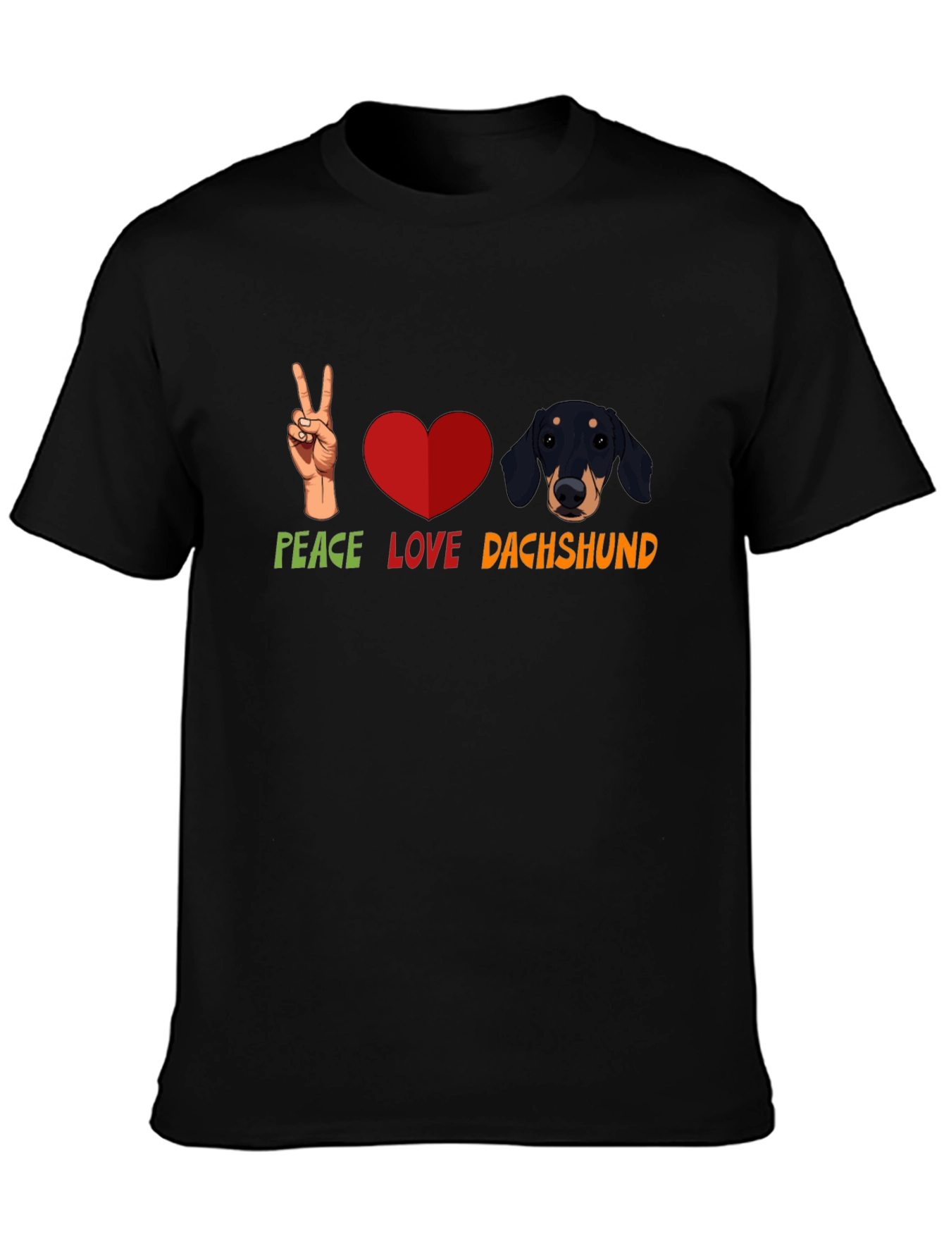 Peace Love Dachshund T-Shirt - Cute Dog Tee