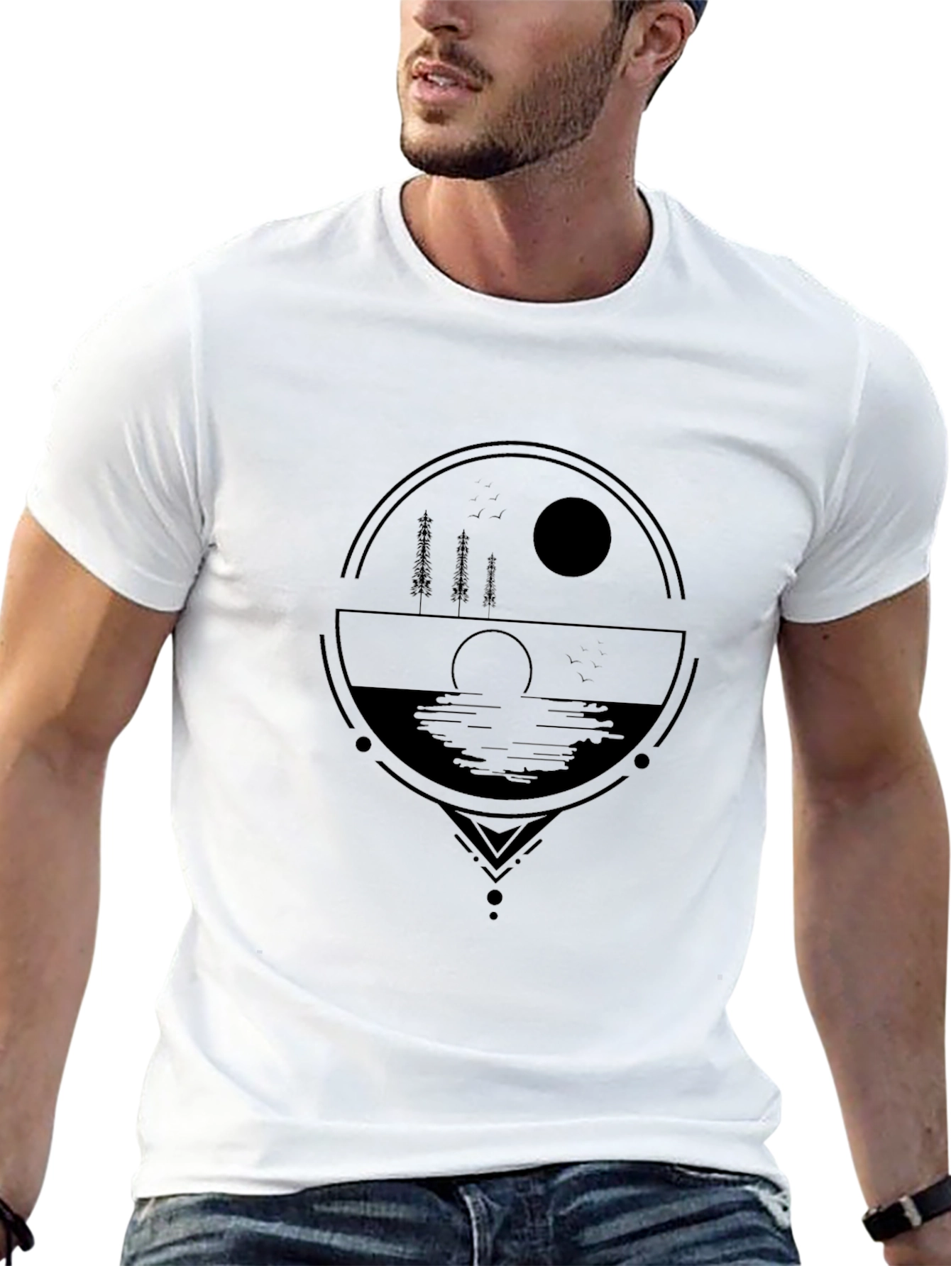 Abstract Nature Graphic Black T-Shirt